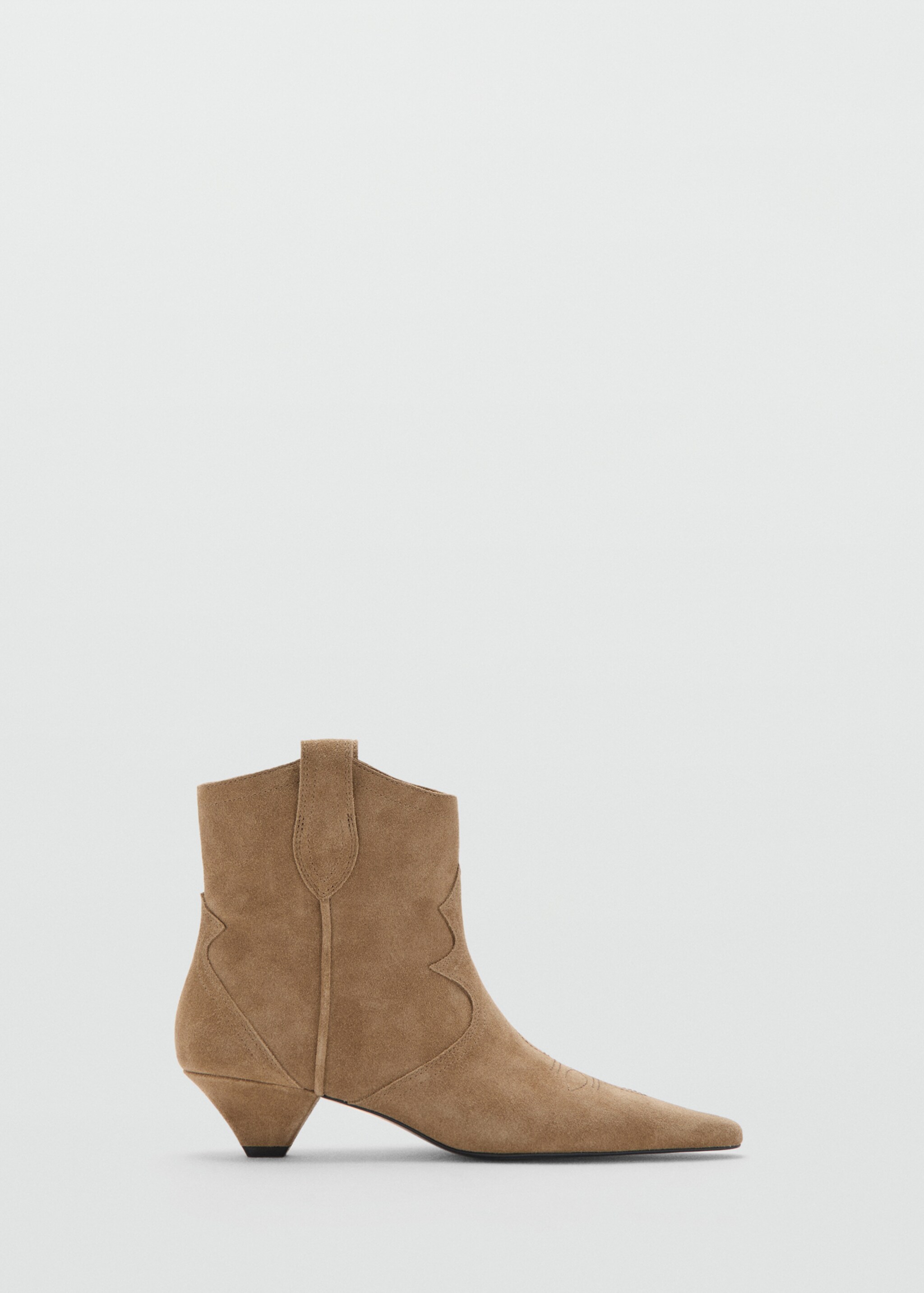 Suede ankle boot with kitten heel - Article without model, Sand. Ref: 27072547-00.