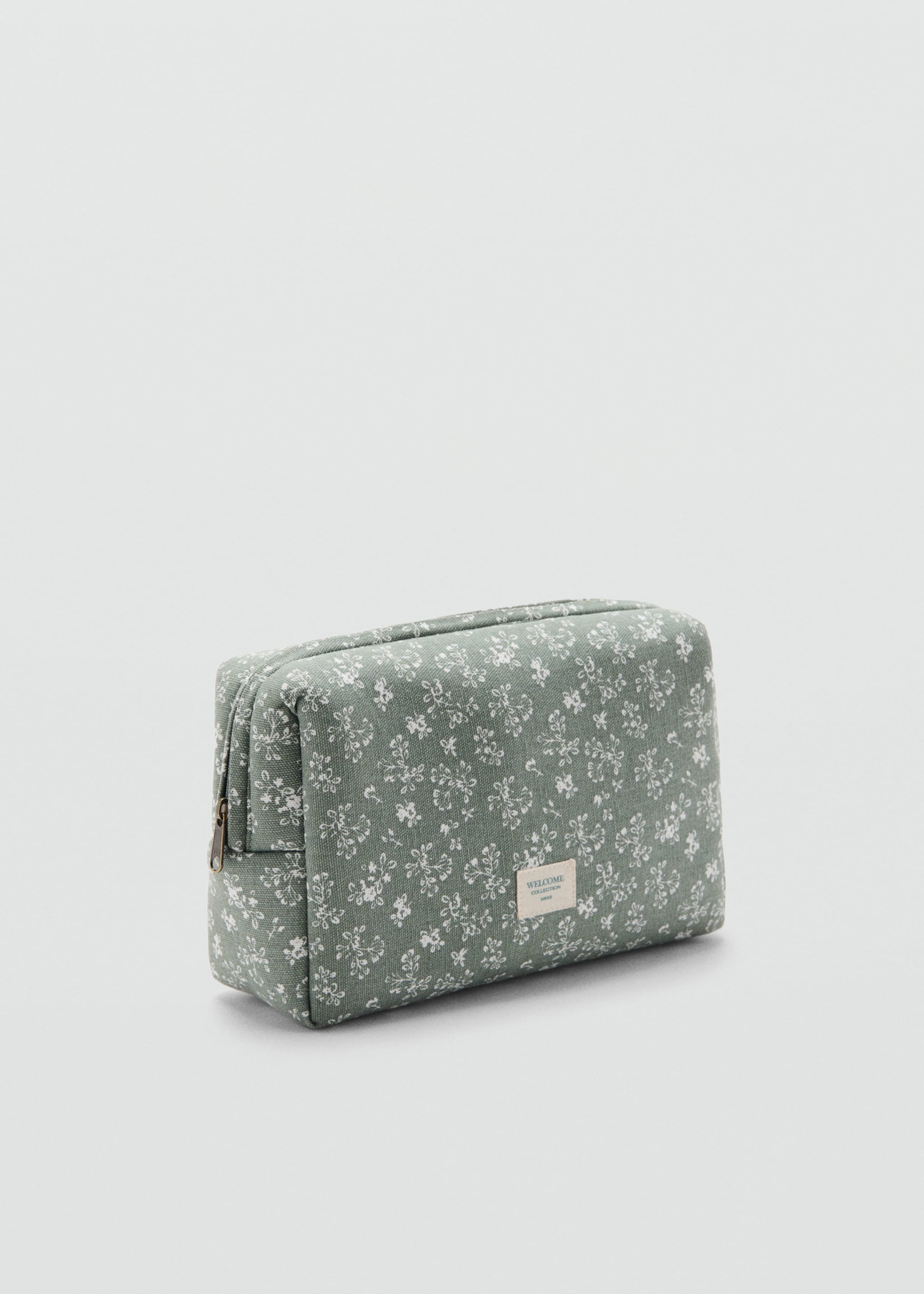 Косметичка з квітковим принтом - Середній план, Зелений. Ref: 27072551-00.