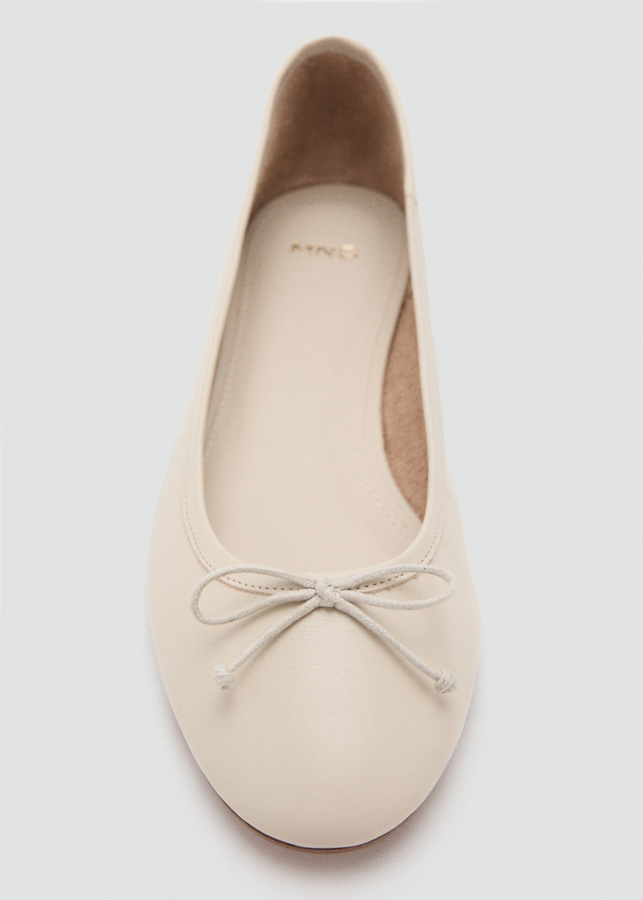 Leather ballet flats with bow - Details of the article 3, White. Ref: 27072552-00.