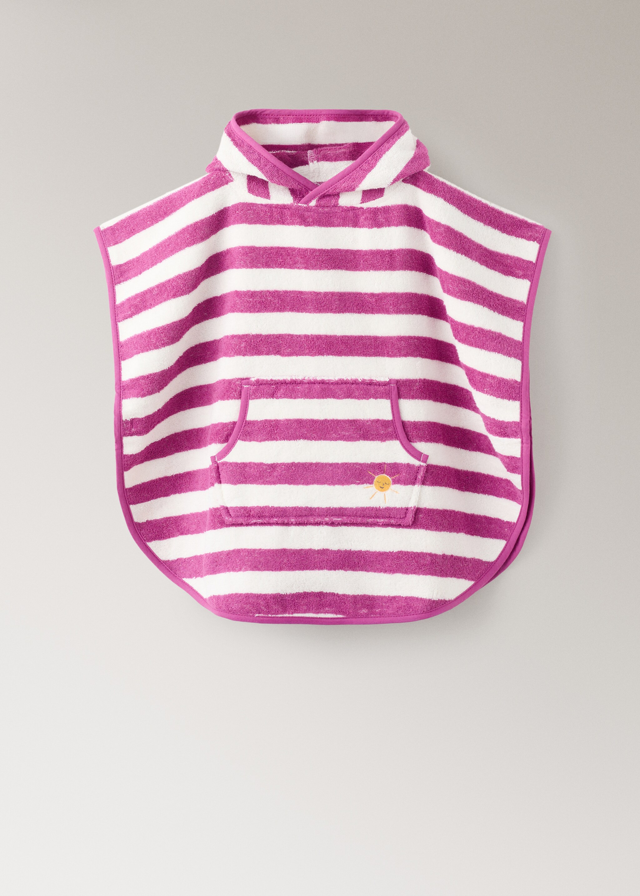 Striped poncho towel - Article without model, Fuchsia. Ref: 27072554-00.