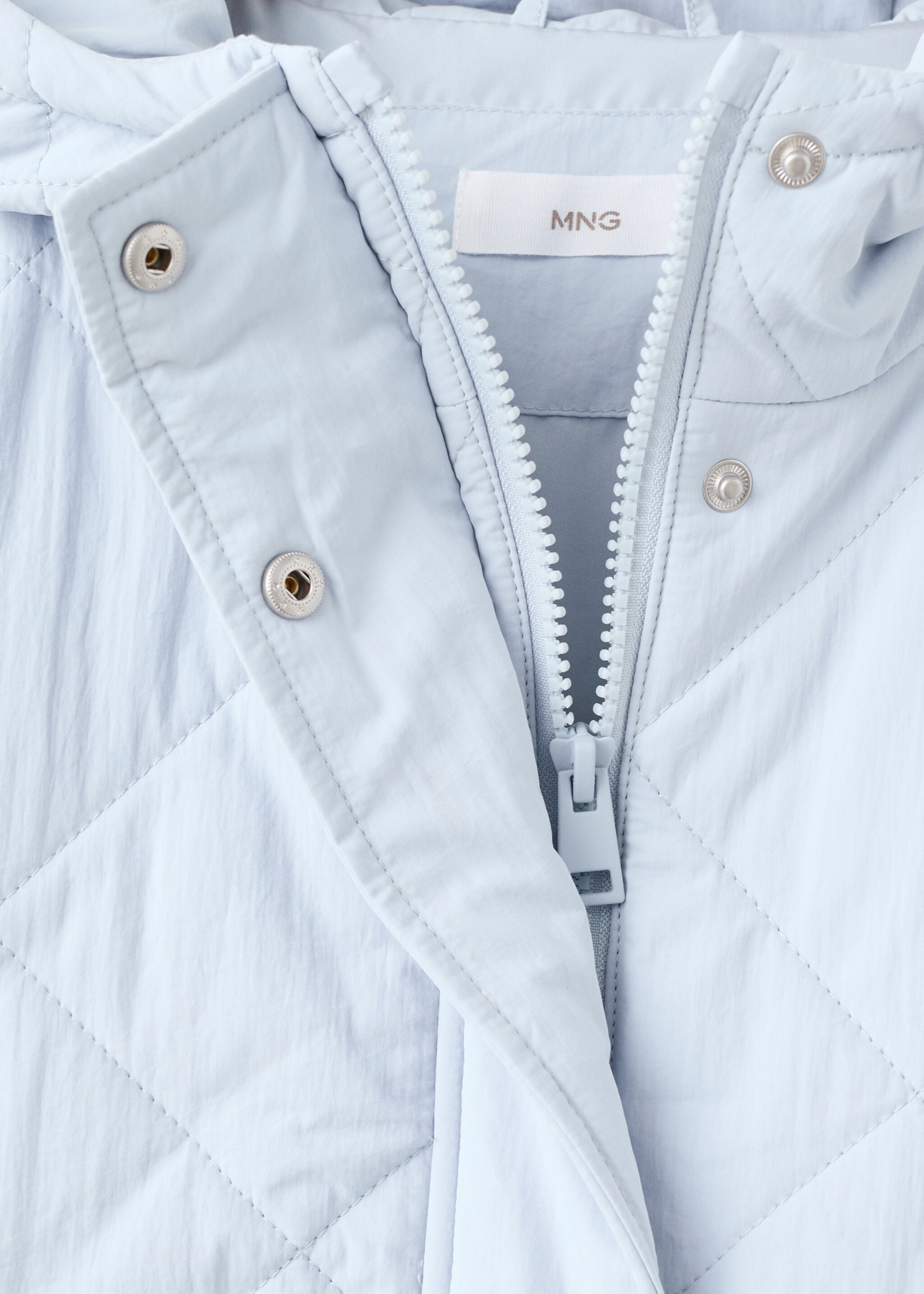 Hood puffer coat - Details of the article 8, Sky Blue. Ref: 27072888-00.