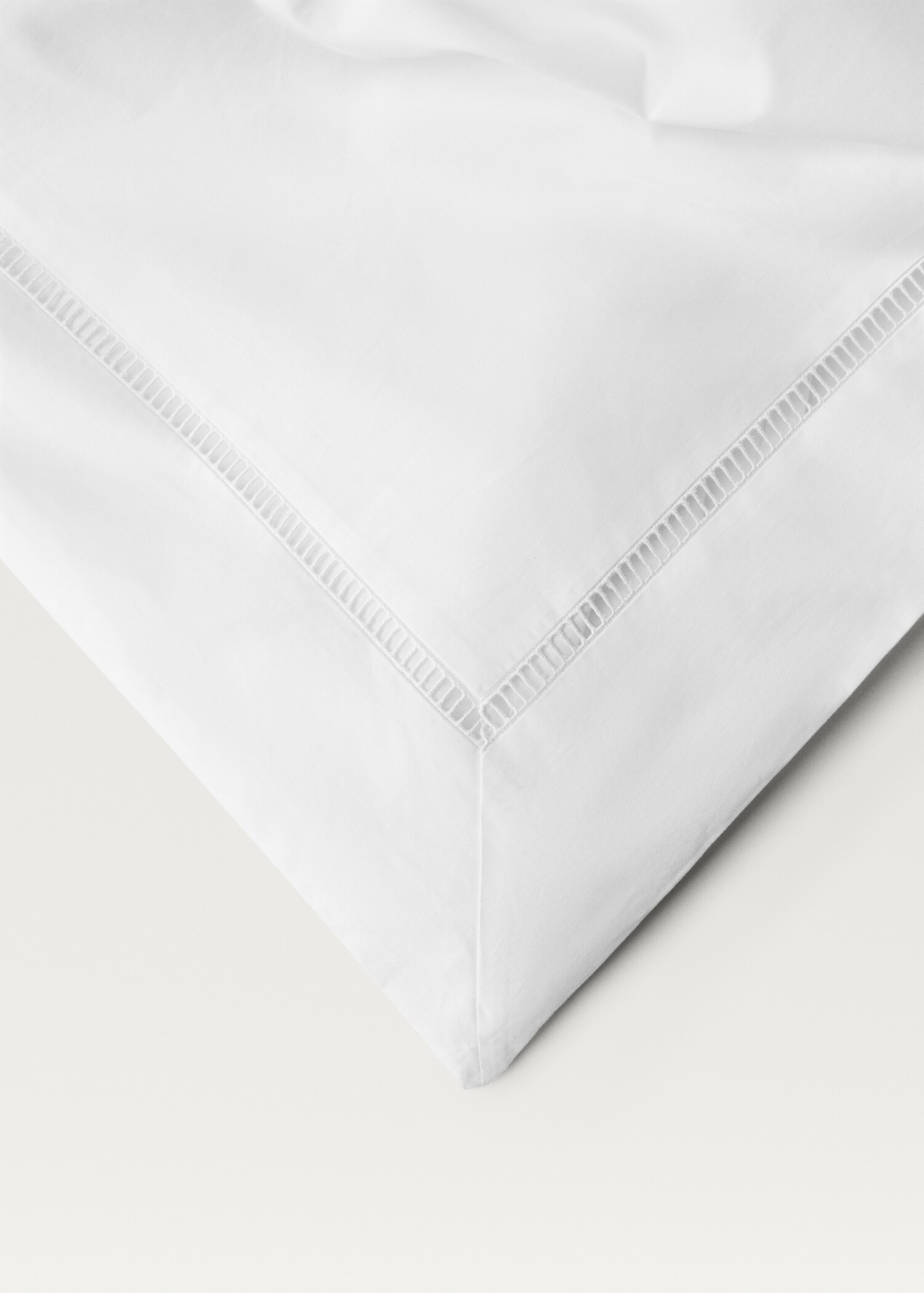 Percale cotton duvet cover with hemstitch King bed - Details of the article 3