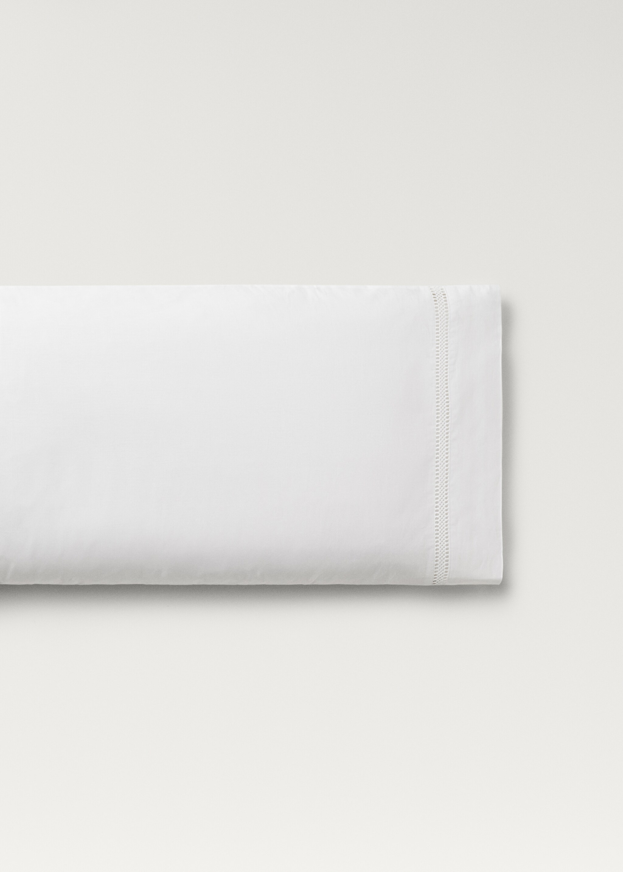Cotton percale pillowcase with lace insert 45x110 cm - Article without model, White. Ref: 27072893-00.