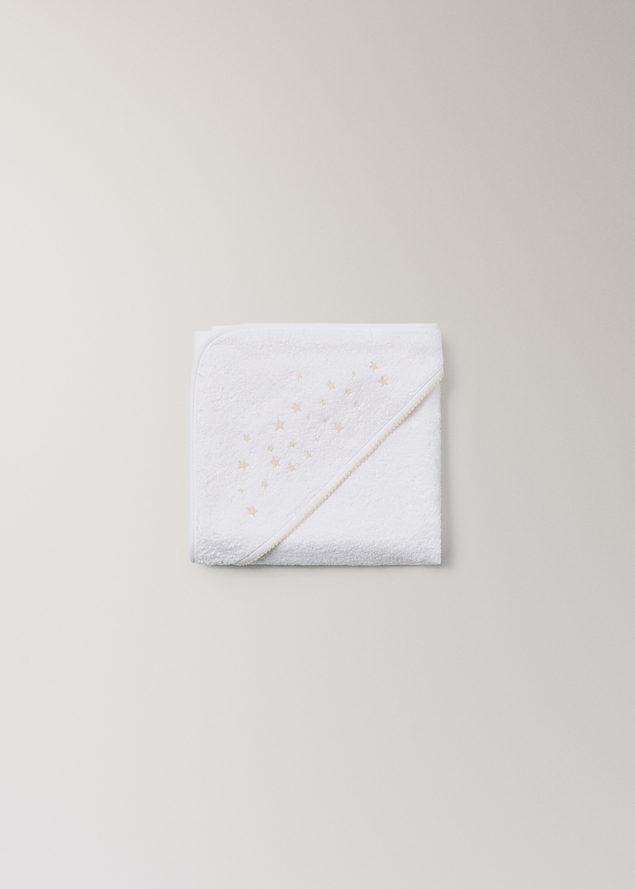 Children's bath cape with embroidered stars - Details of the article 3, White. Ref: 27072925-00.