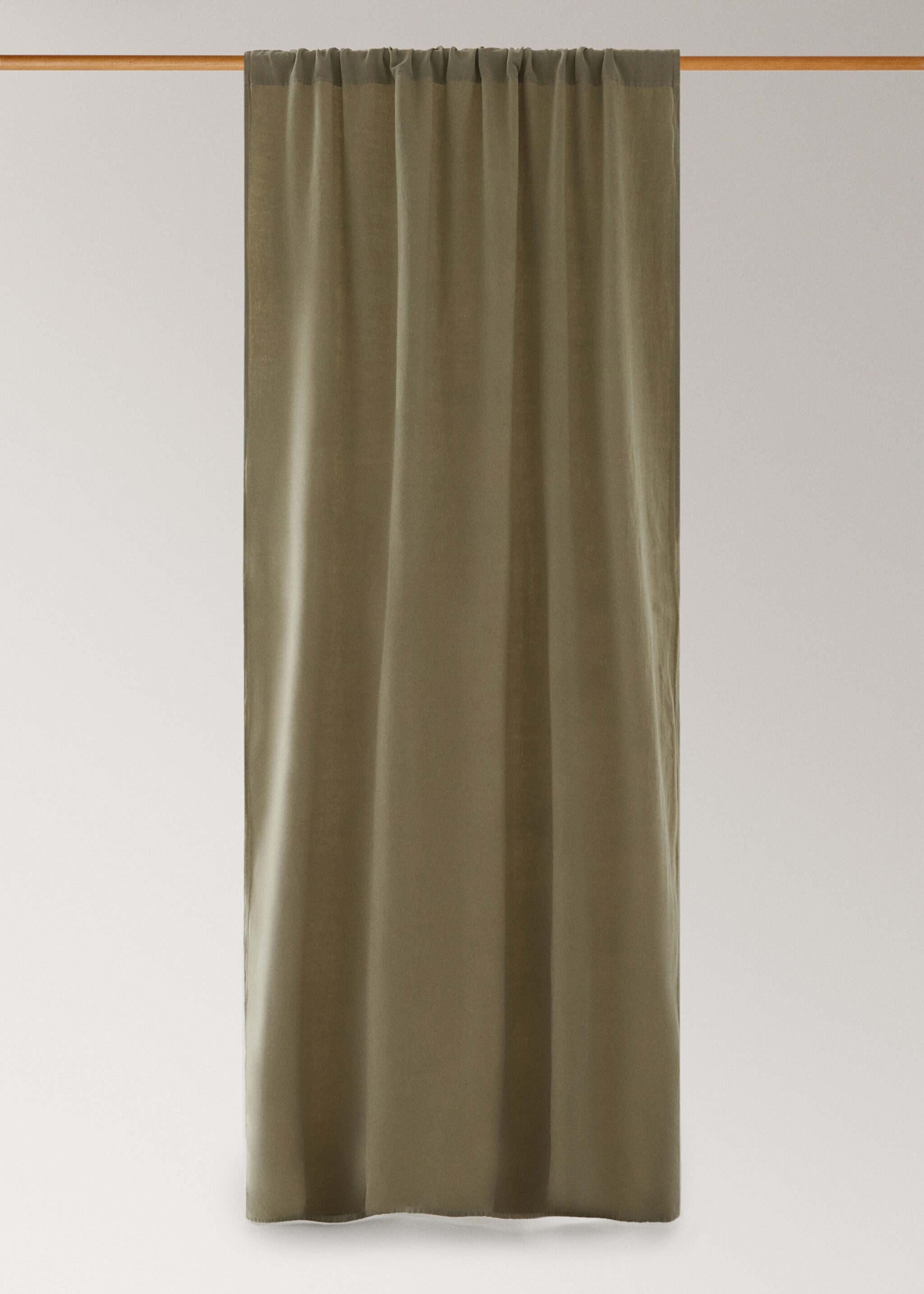 High opacity linen cotton curtain - Article without model, Green. Ref: 27073273-00.