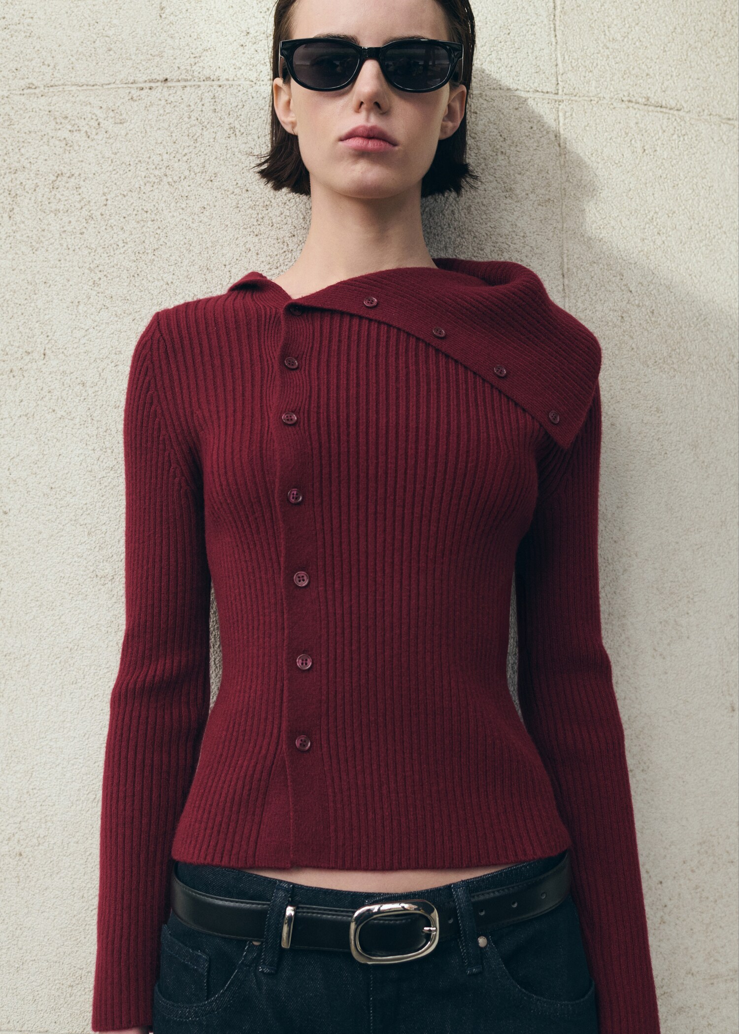 Cardigan with shawl collar - Medium plane