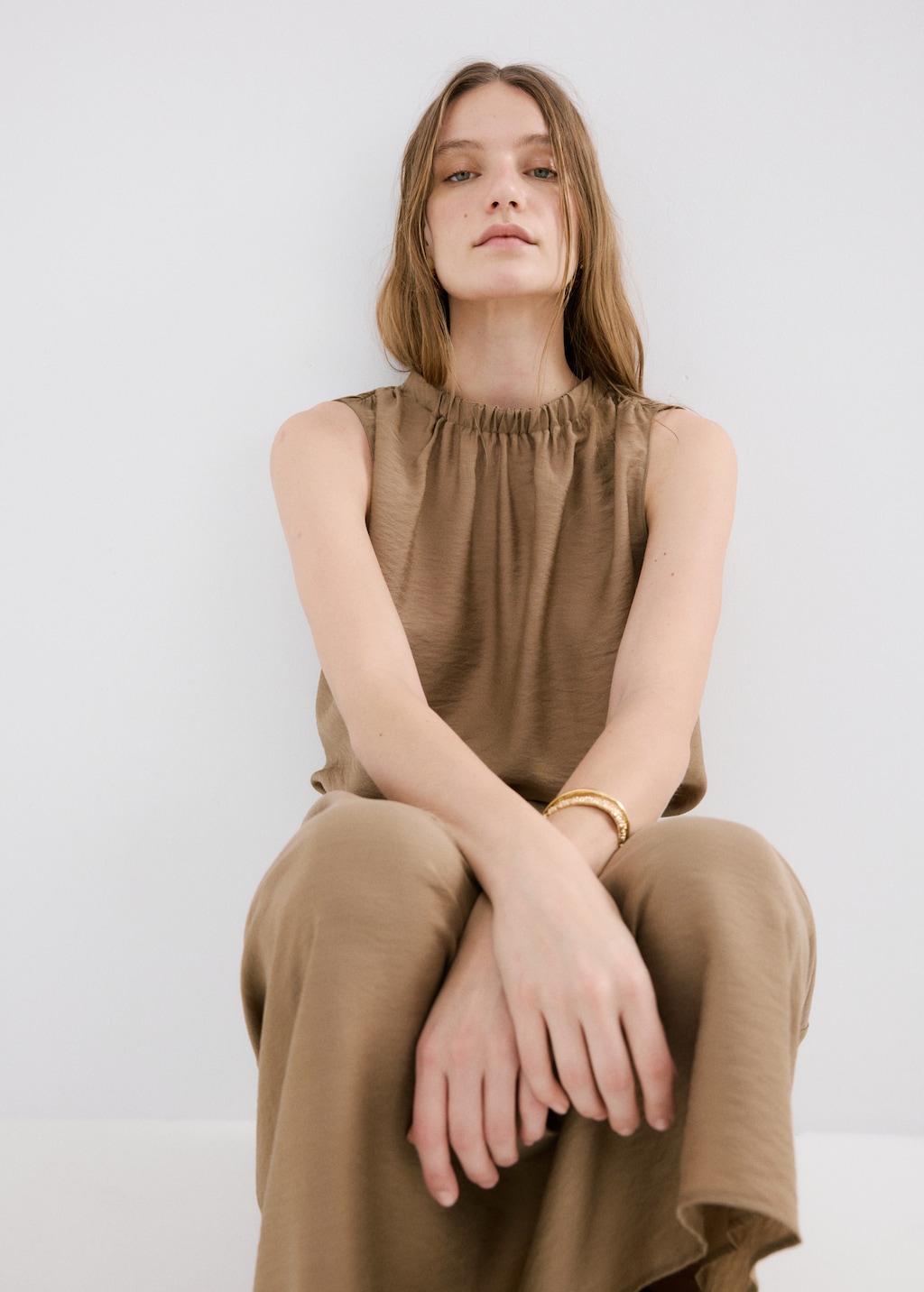 Mango Draped neck satin top