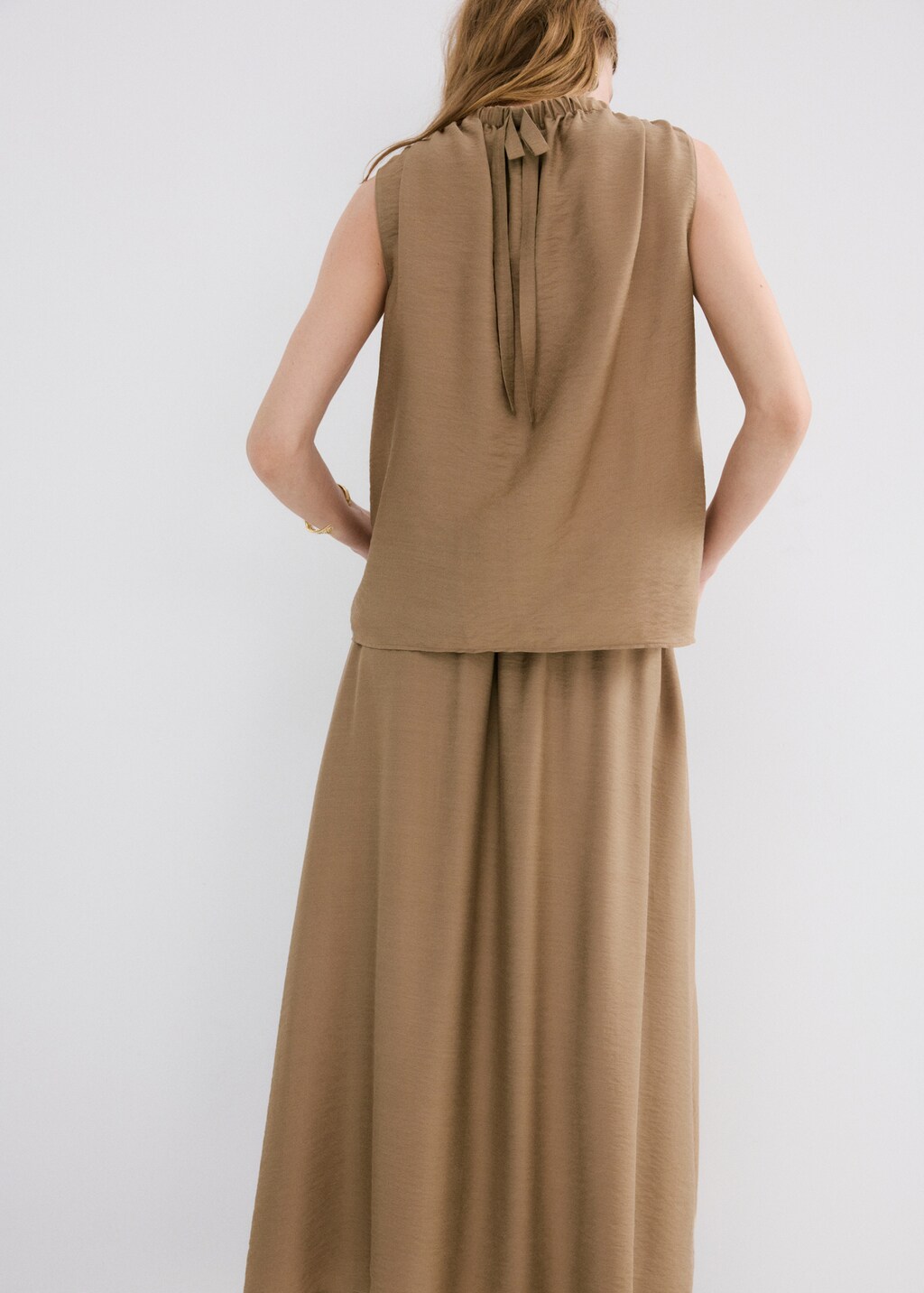 Mango Draped neck satin top
