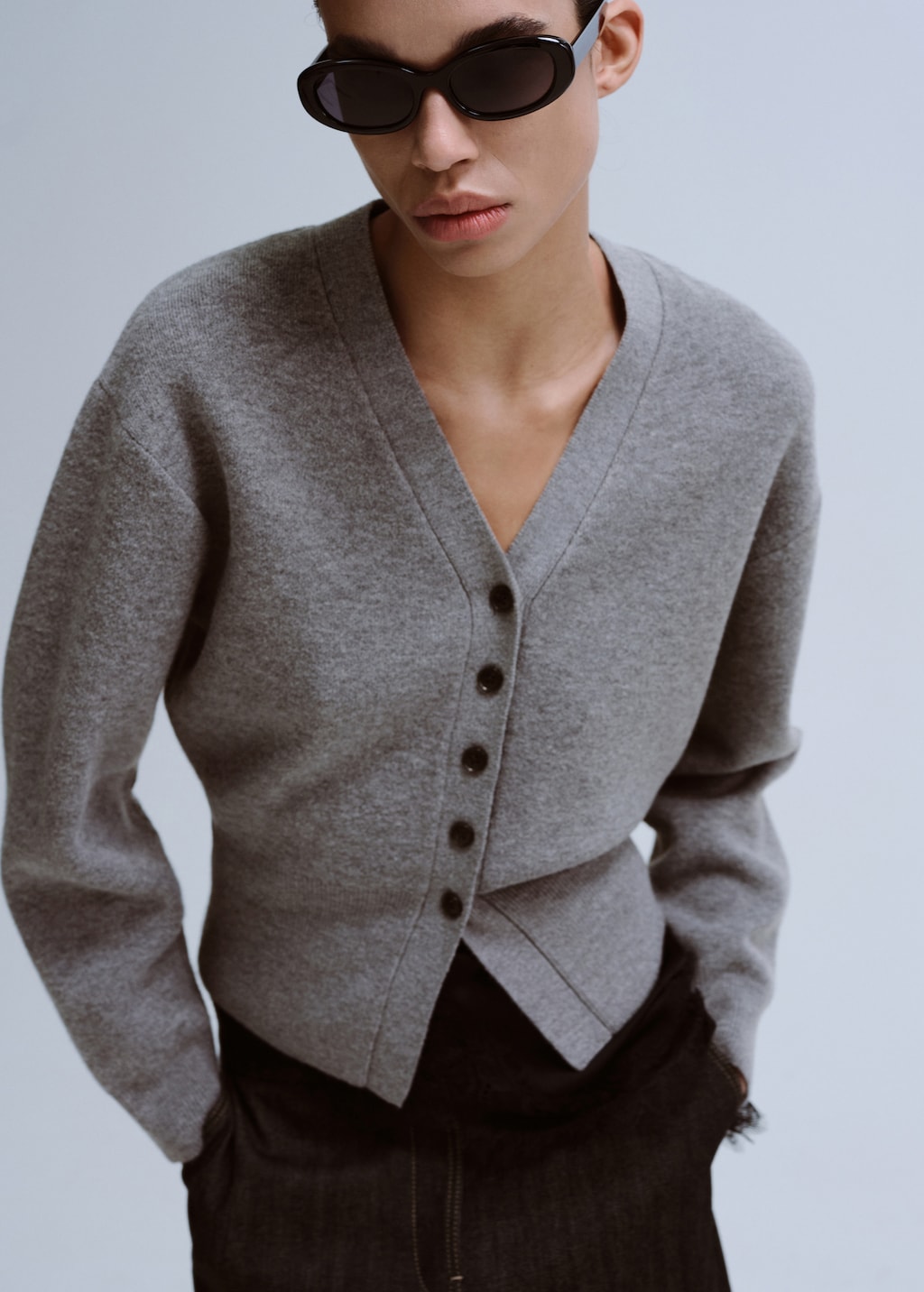 V-neck knitted cardigan