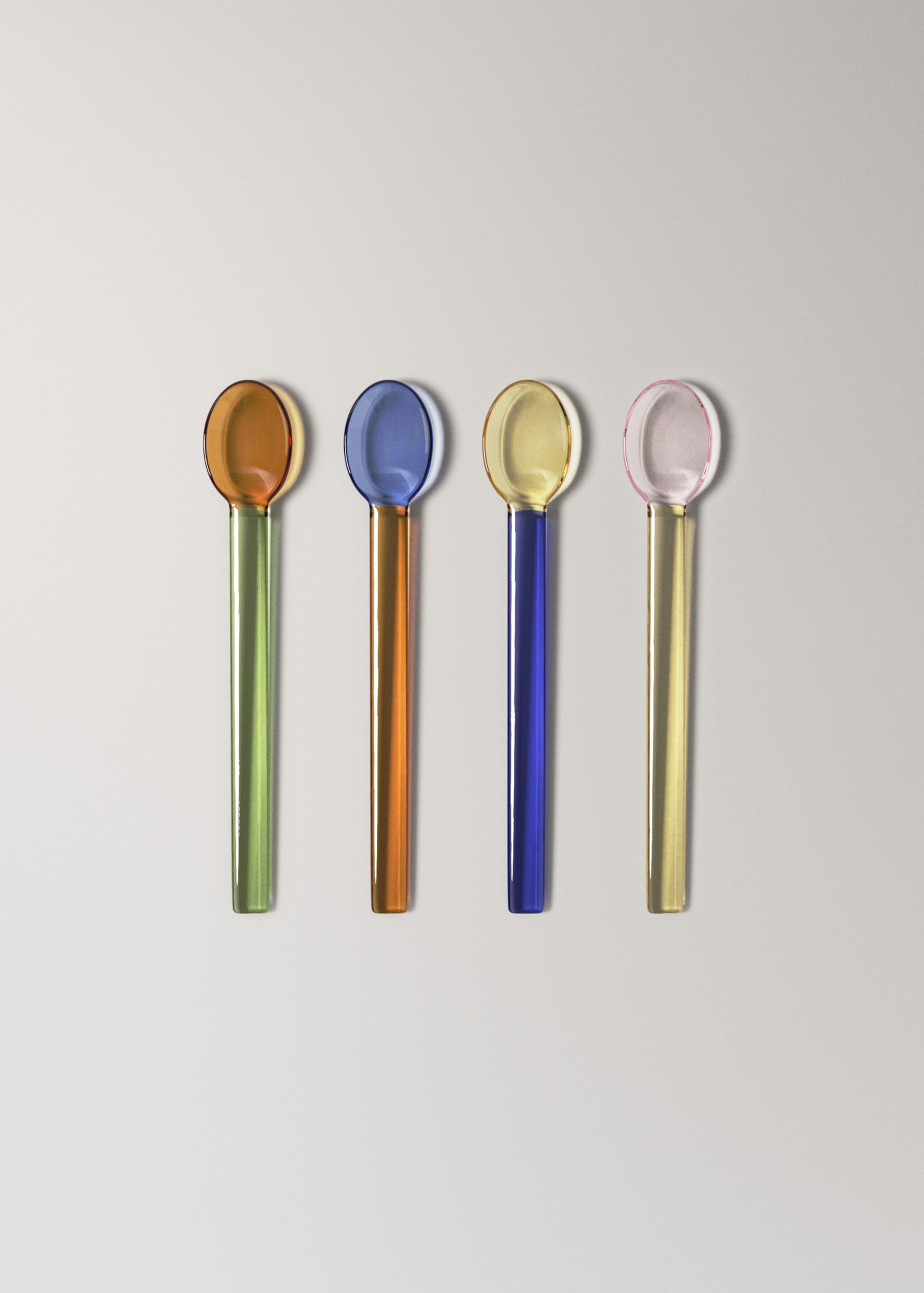Pack of 4 two-tone borosilicate dessert spoons - Article without model, Ink Blue. Ref: 27073309-00.