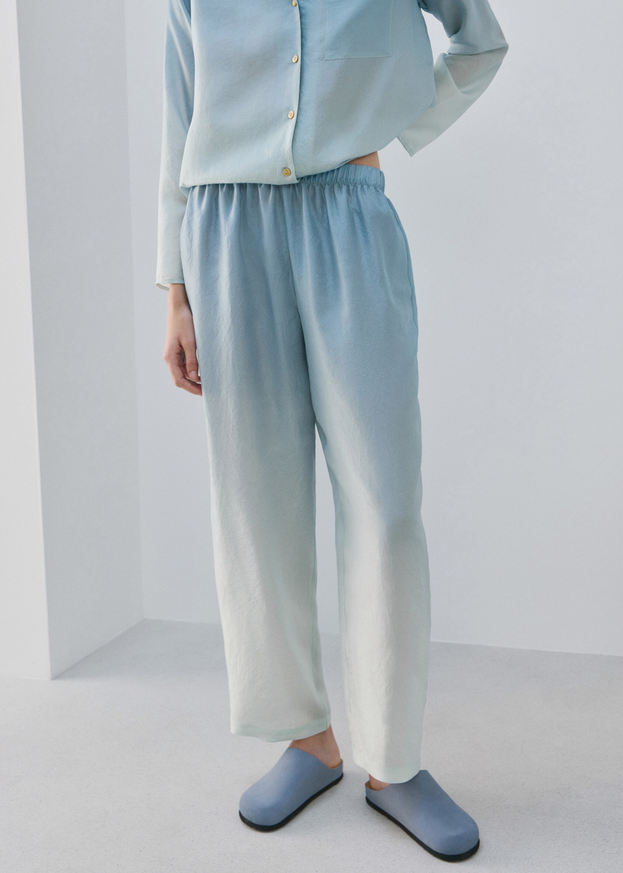 Ombre silk trousers - Medium plane, Blue. Ref: 27073313-00.