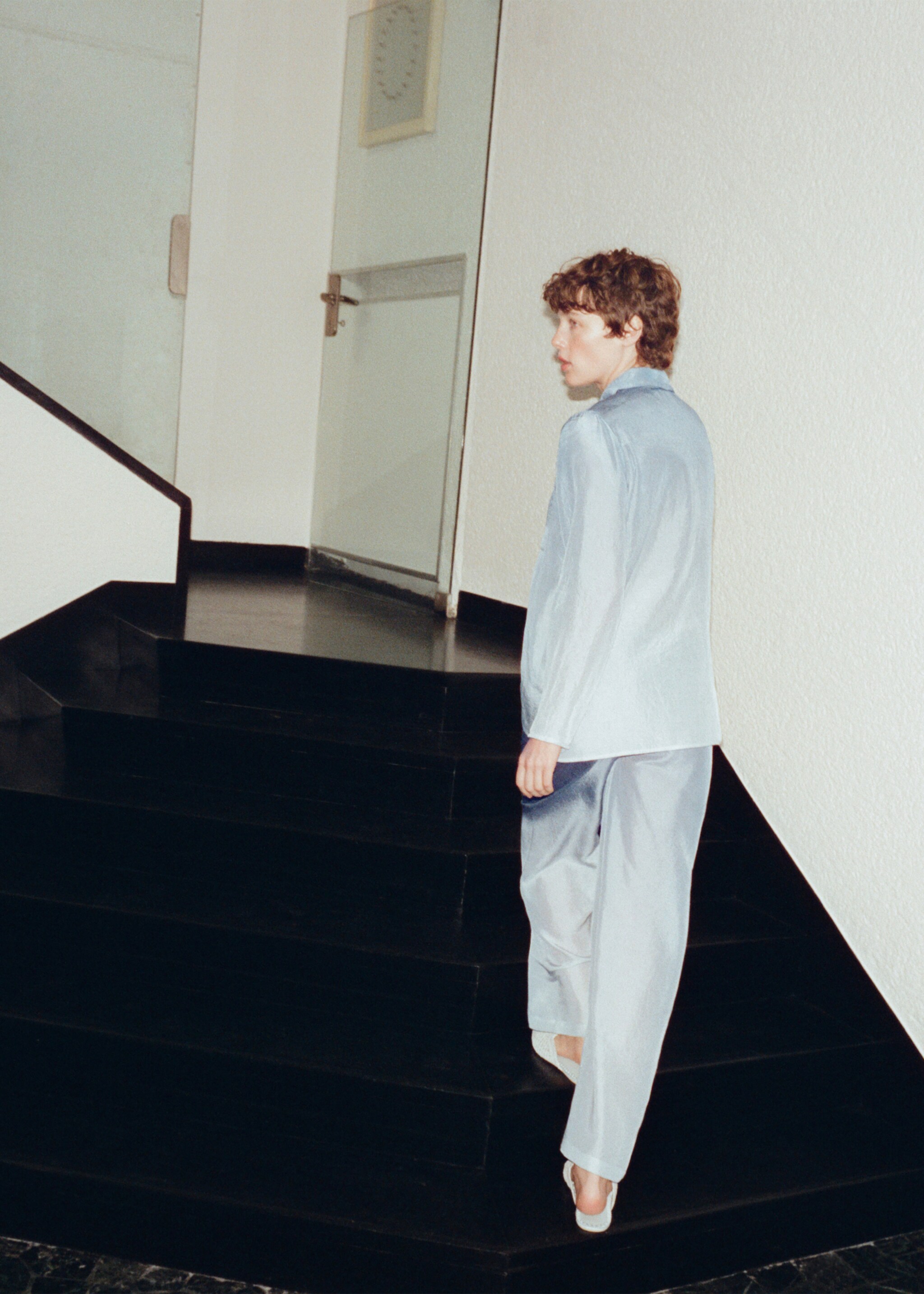 Ombre silk trousers - Details of the article 6, Blue. Ref: 27073313-00.