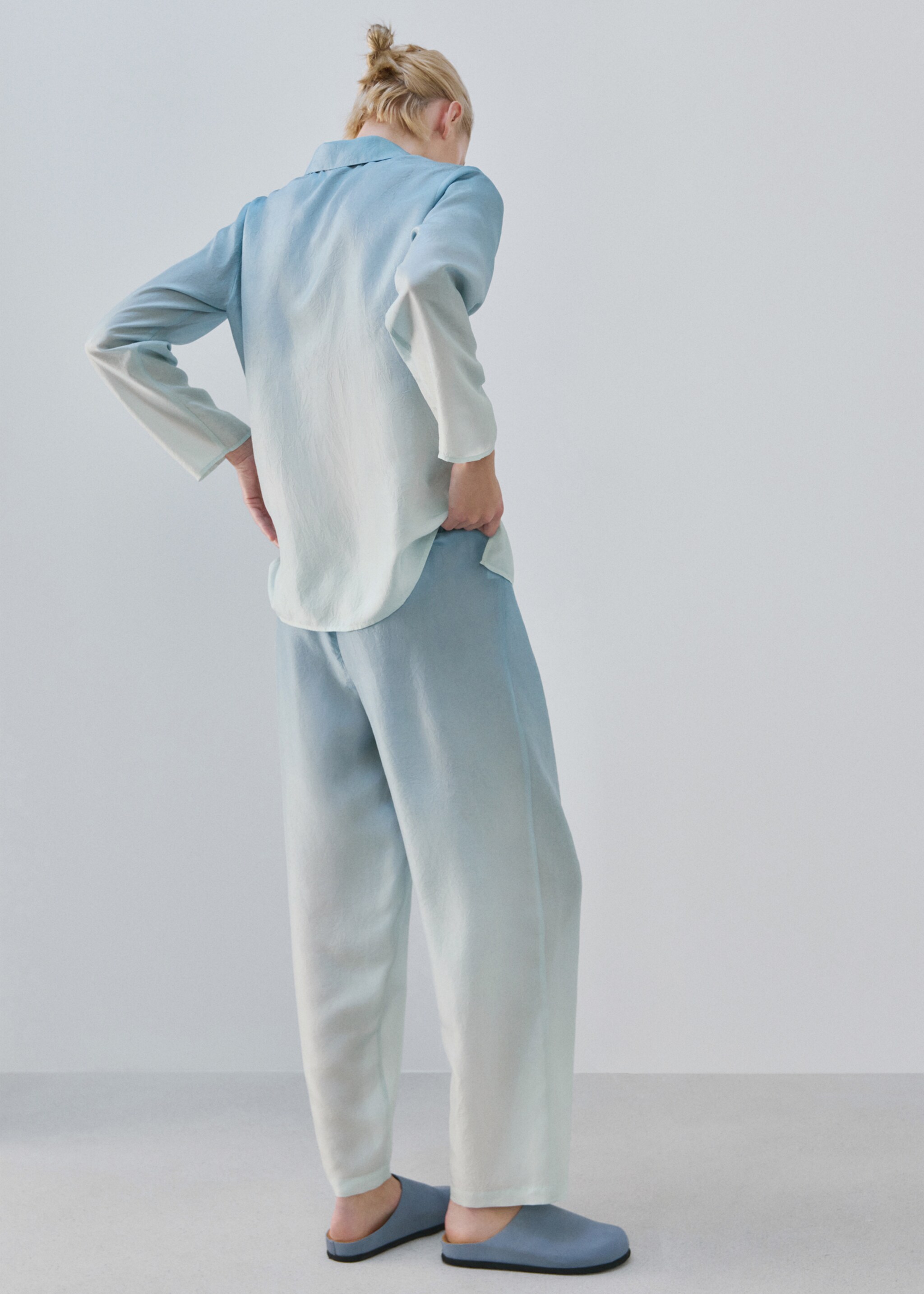 Ombre silk trousers - Reverse of the article, Blue. Ref: 27073313-00.