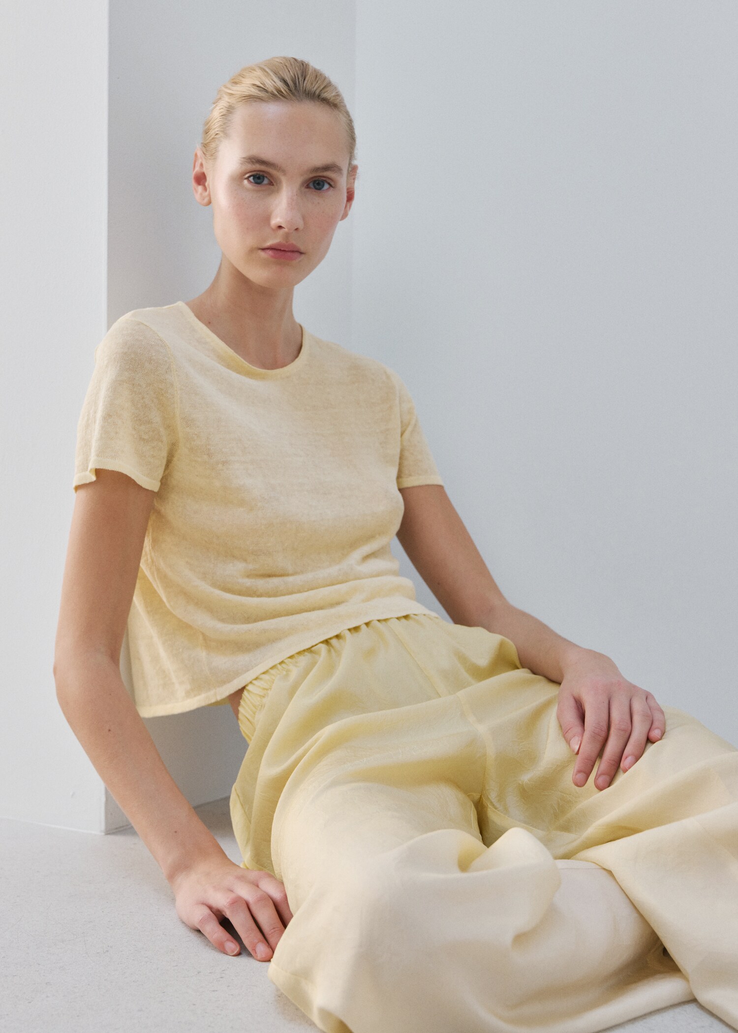 Camiseta manga corta mezcla lino pastel - Detalle del artículo 2