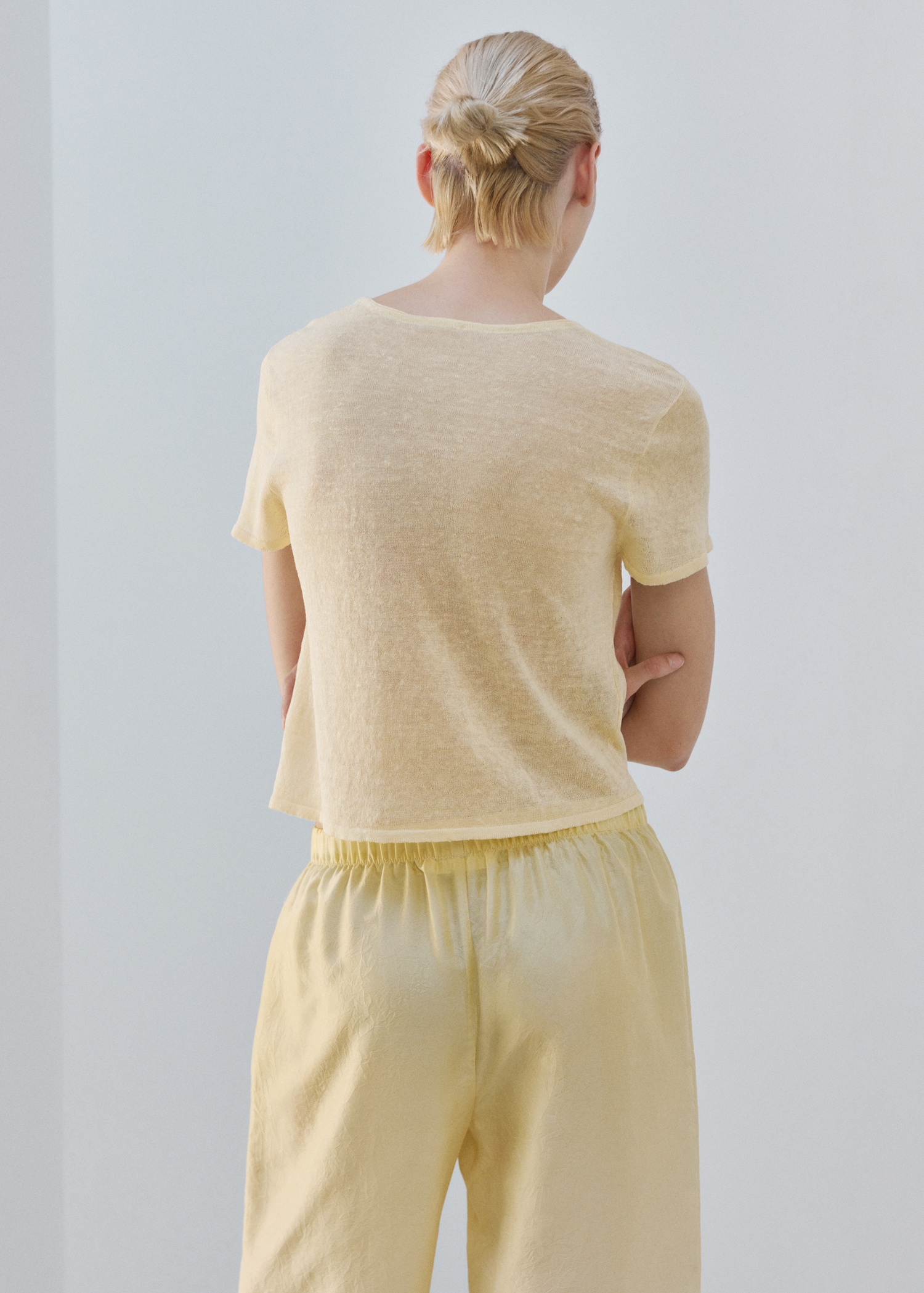 Camiseta manga corta mezcla lino pastel - Reverso del artículo