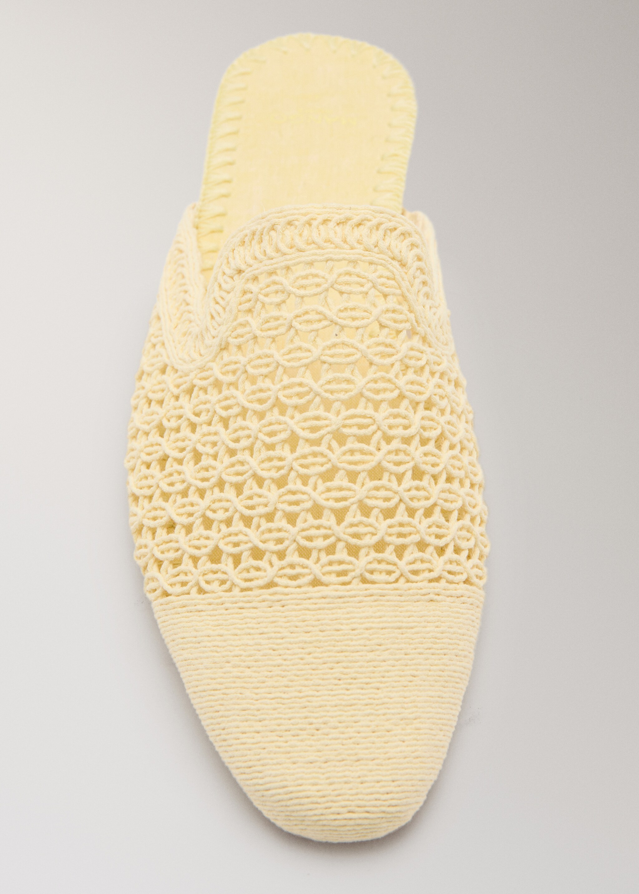 Crochet mule slippers - Details of the article 1, Pastel Yellow. Ref: 27073316-00.
