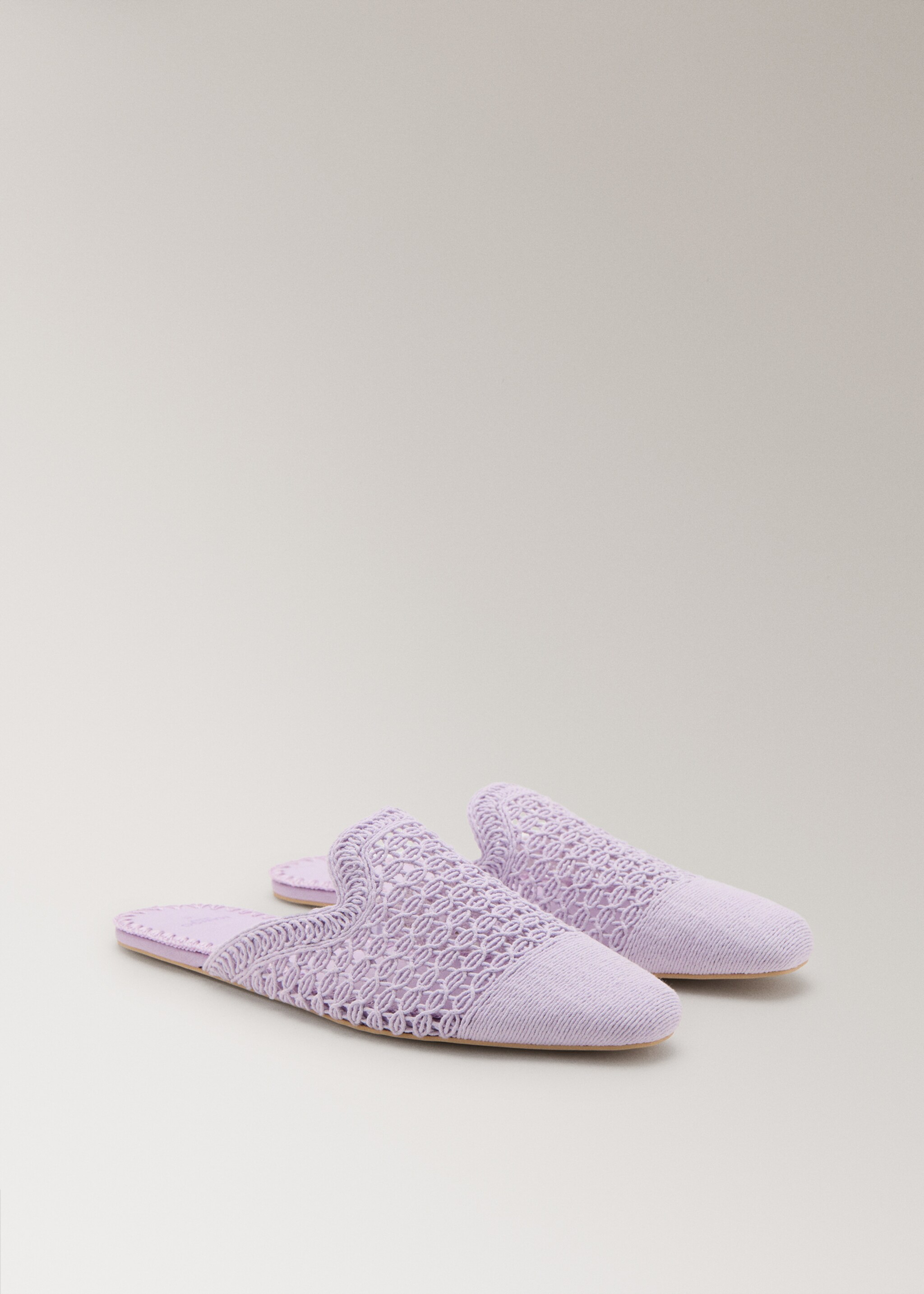 Crochet mule slippers - Medium plane, Lilac. Ref: 27073316-00.