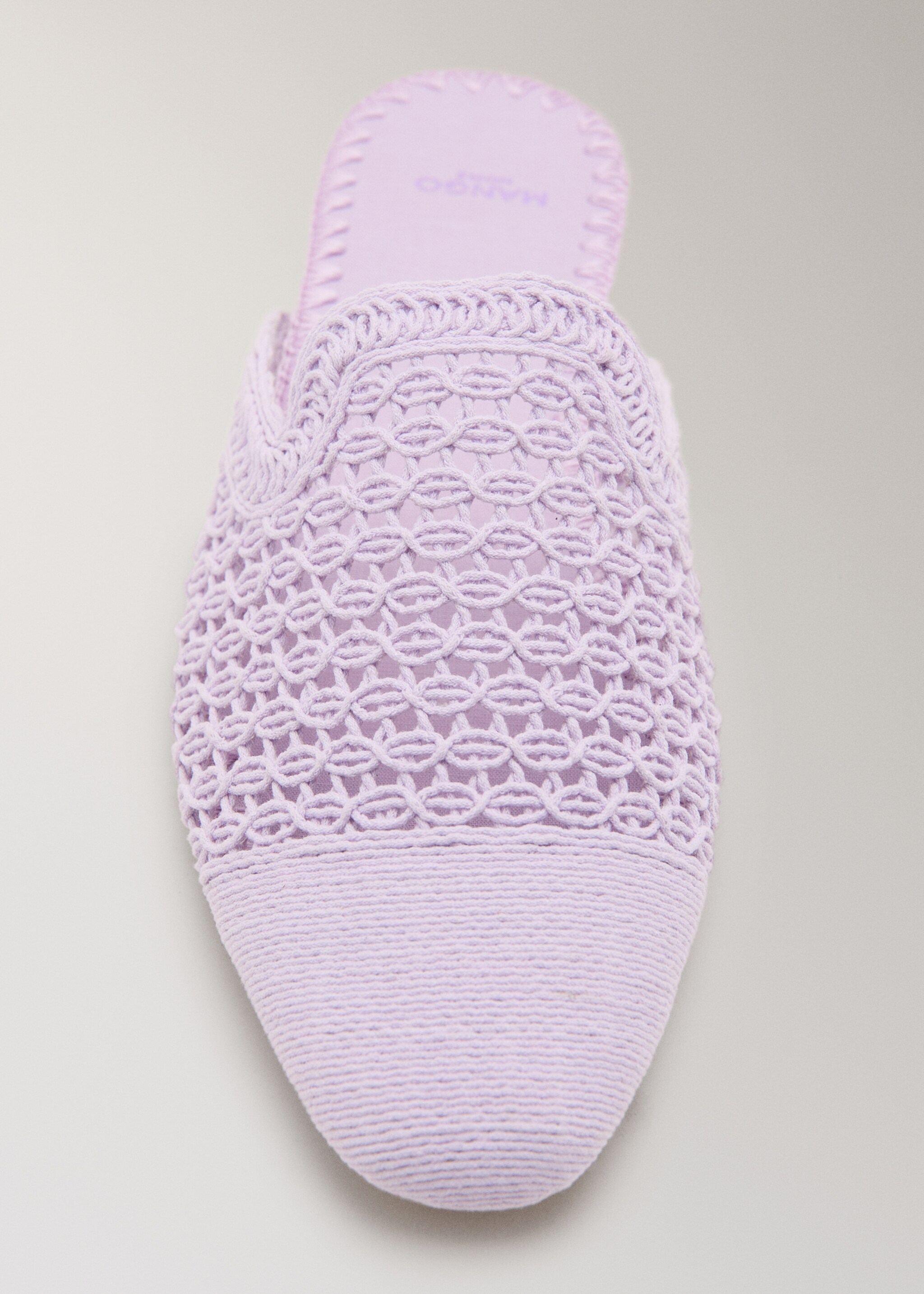 Crochet mule slippers - Details of the article 1, Lilac. Ref: 27073316-00.