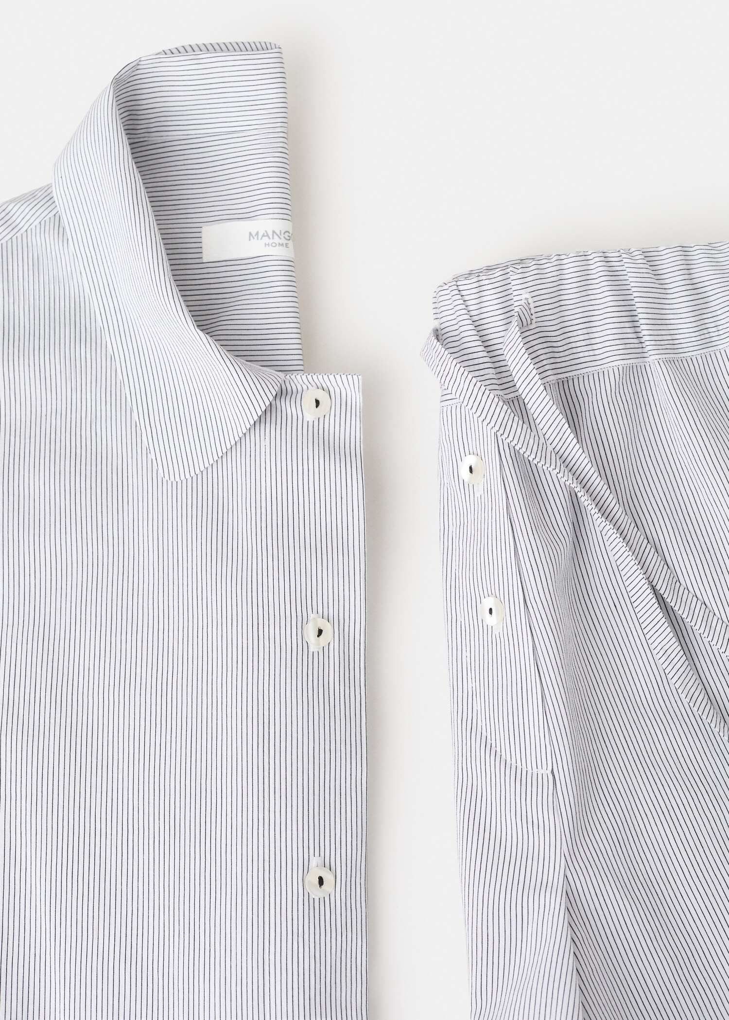 Striped cotton pyjama shirt - Λεπτομέρεια του προϊόντος 0