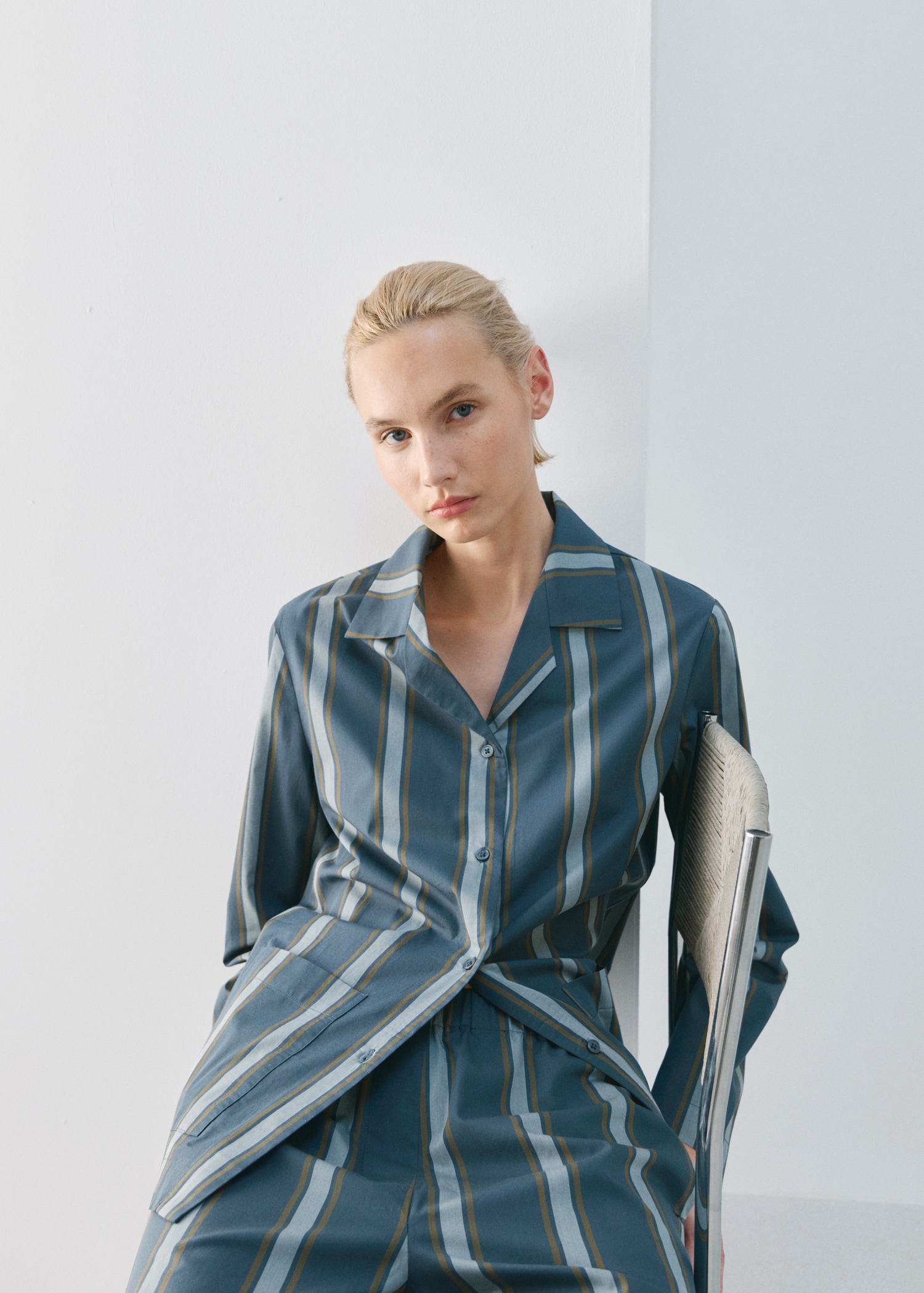 Long-sleeve striped pajama shirt - Medium plane