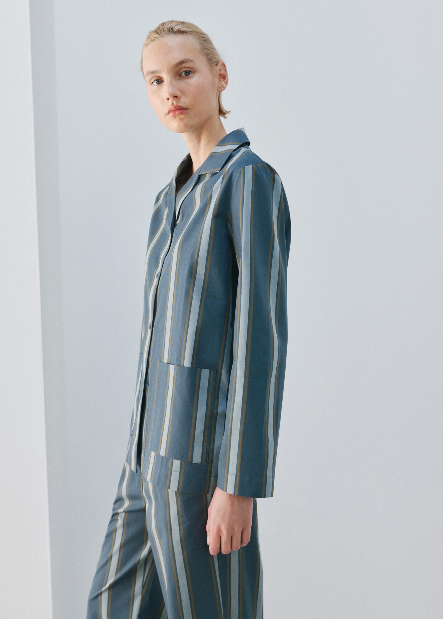 Long-sleeve striped pajama shirt - Details of the article 2