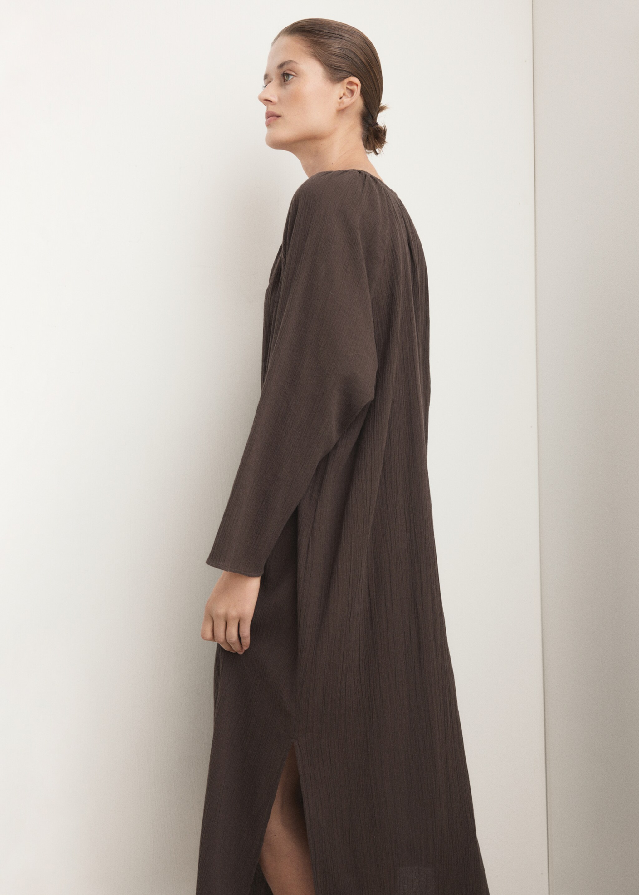 Cheesecloth nightdress - Medium plane, Chocolate. Ref: 27073329-00.