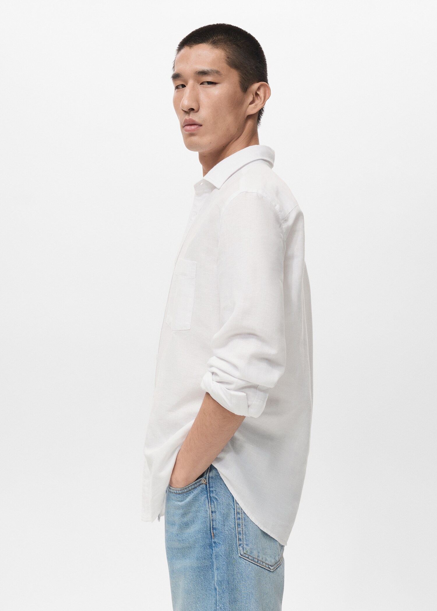 Pocket linen shirt - Medium plane