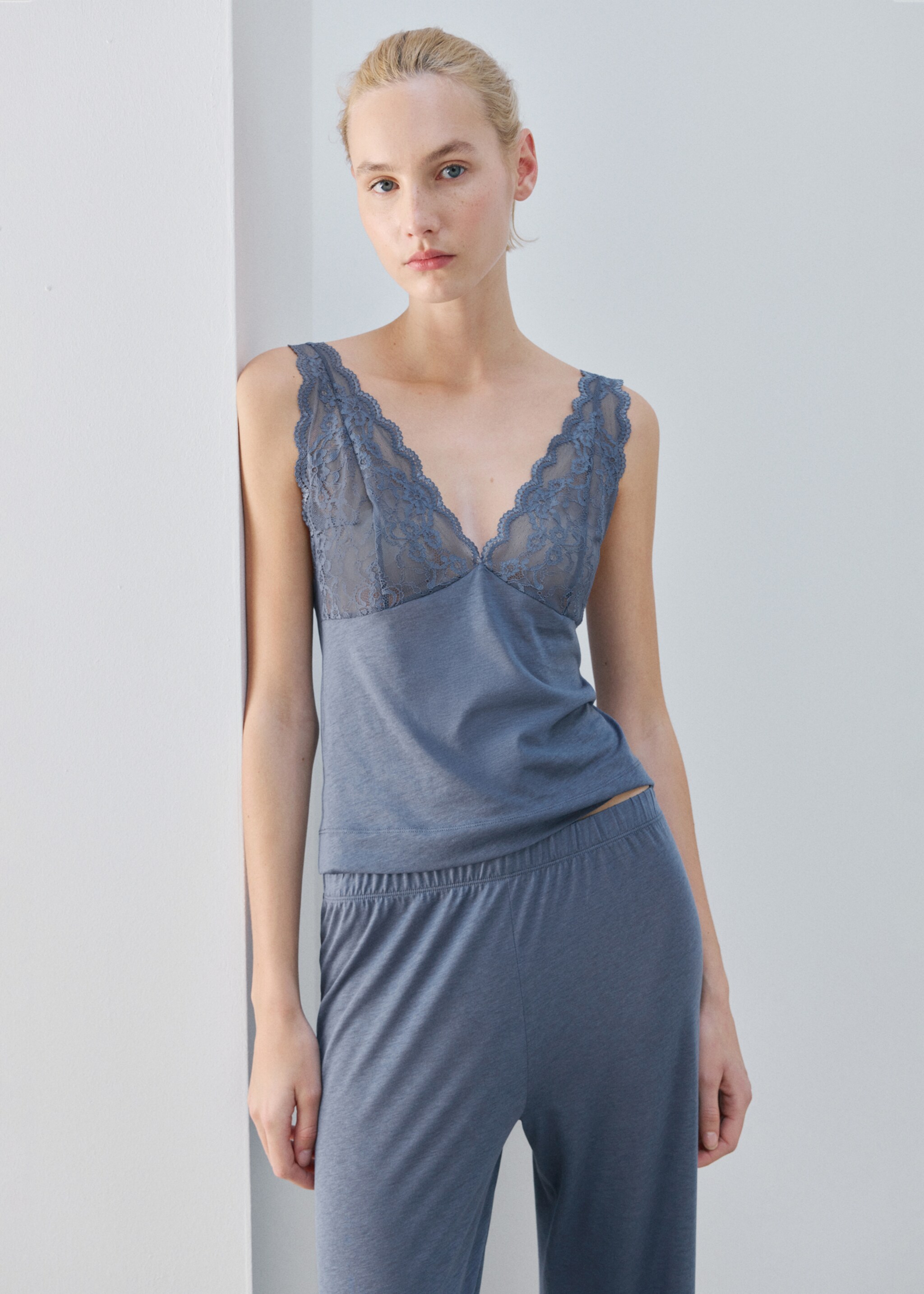 Lace backless top - Medium plane, Blue. Ref: 27073332-00.