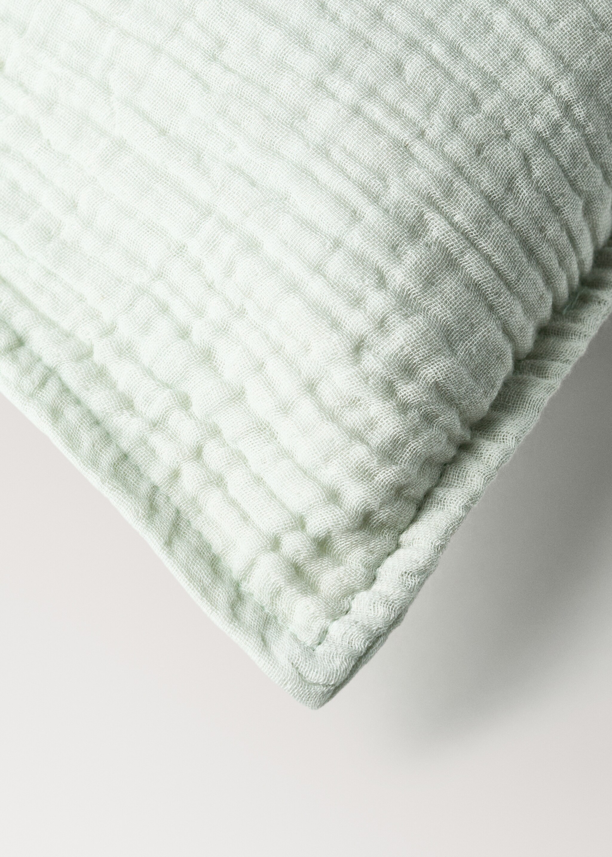 Children's cushion cover cotton gauze garment-dyed 30x40cm - Details of the article 1, Aqua Green. Ref: 27073338-00.