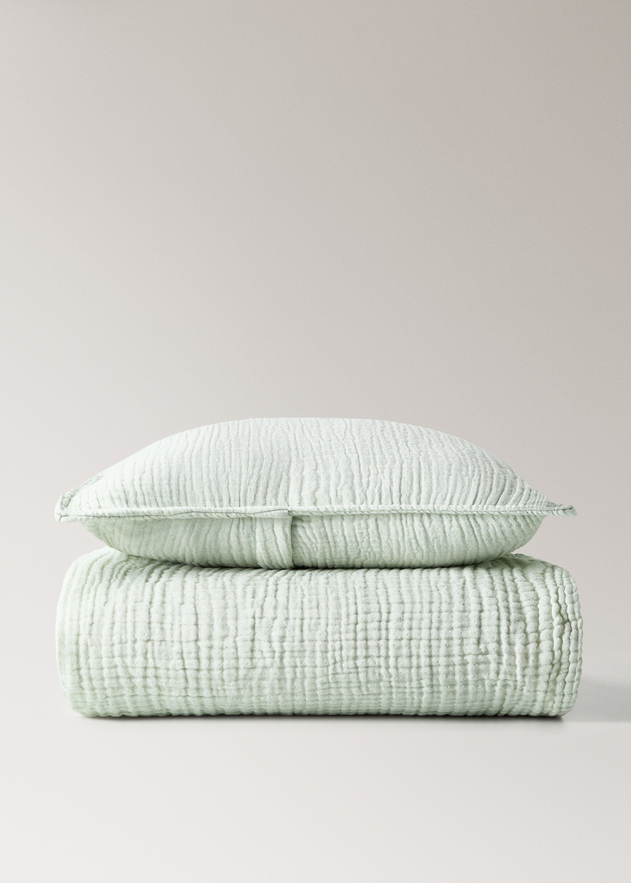 Children's cushion cover cotton gauze garment-dyed 30x40cm - Details of the article 5, Aqua Green. Ref: 27073338-00.