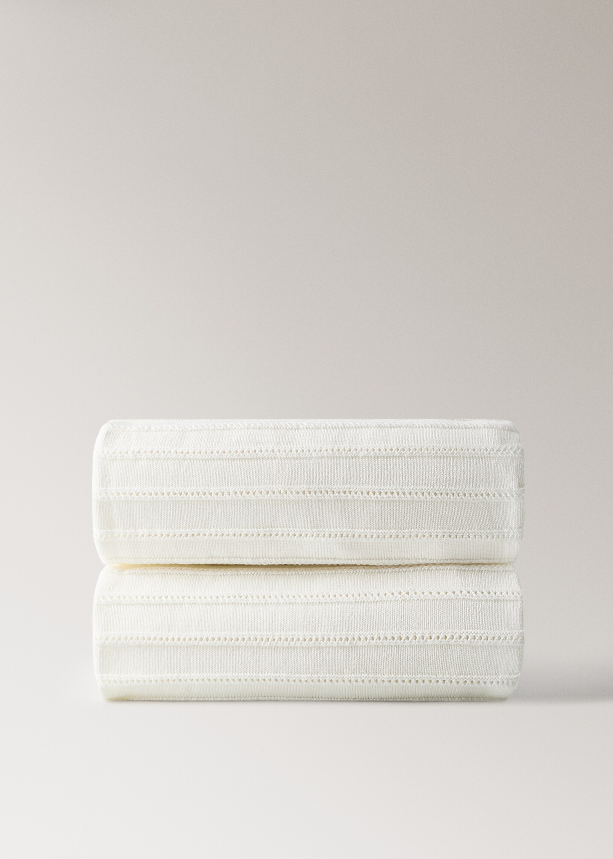 Children's cotton striped blanket - Article without model, Off White. Ref: 27073339-00.
