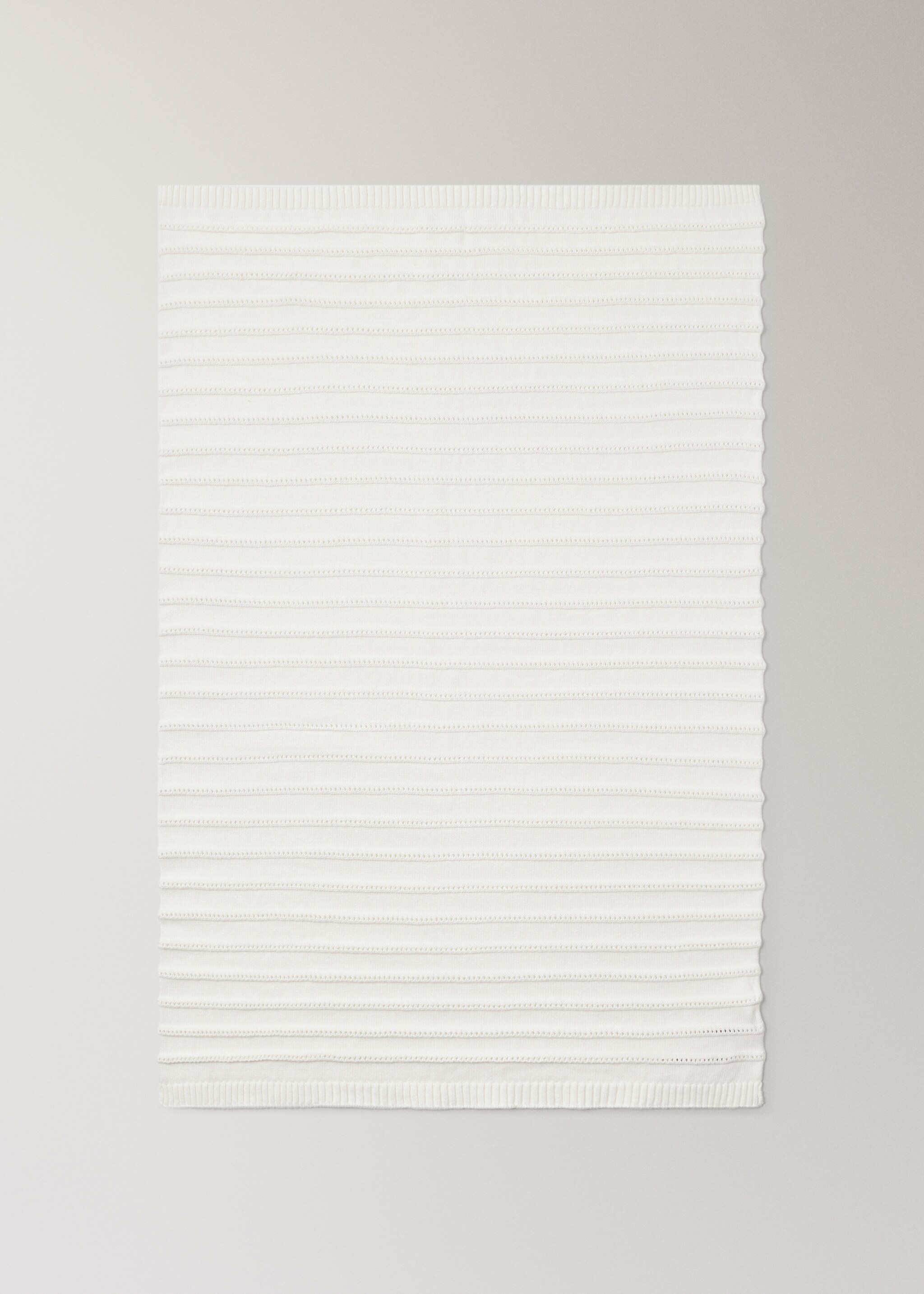 Children's cotton striped blanket - Details of the article 3, Off White. Ref: 27073339-00.