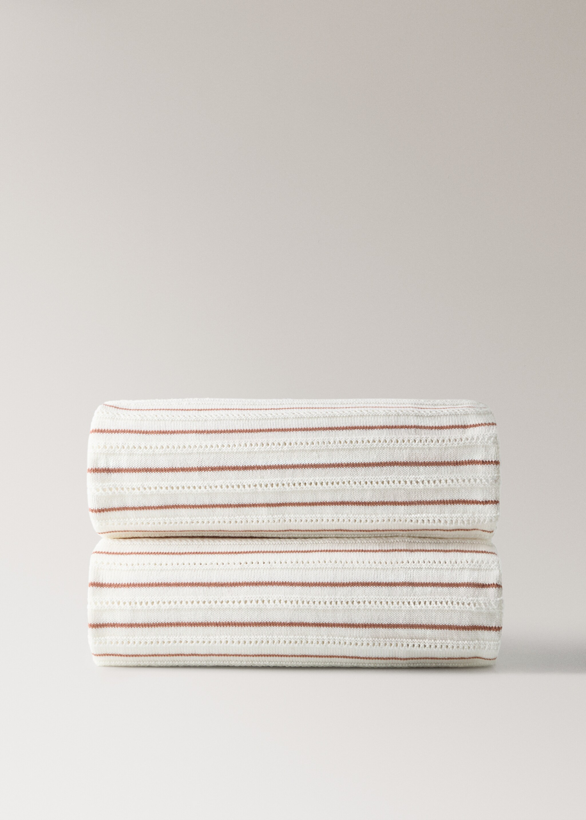 Children's cotton striped blanket - Article without model, Caramel. Ref: 27073339-00.
