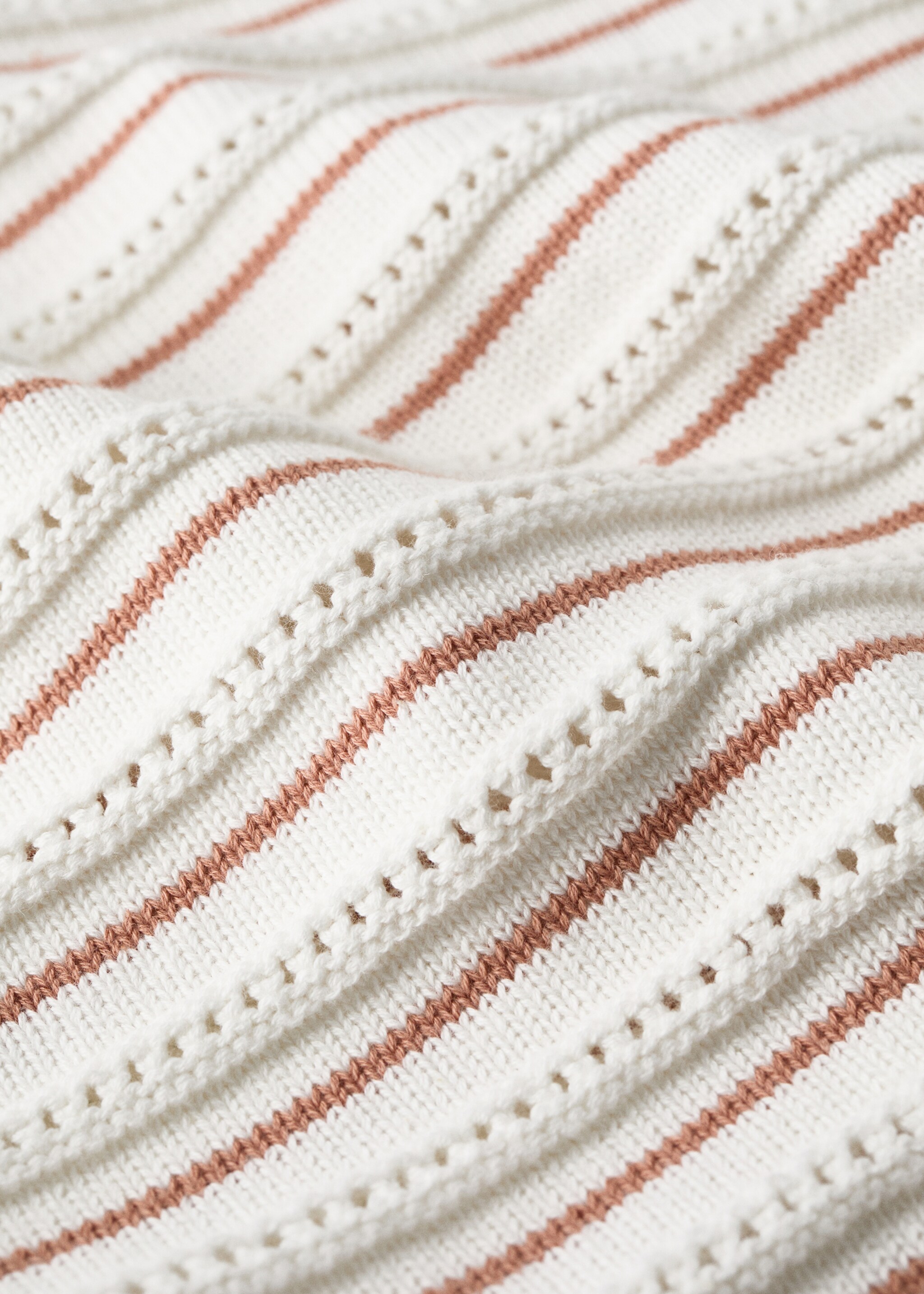 Children's cotton striped blanket - Details of the article 2, Caramel. Ref: 27073339-00.