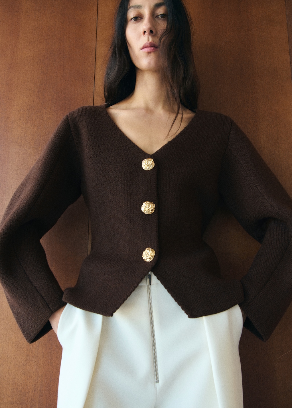 Mango Knitted jacket with jewel buttons