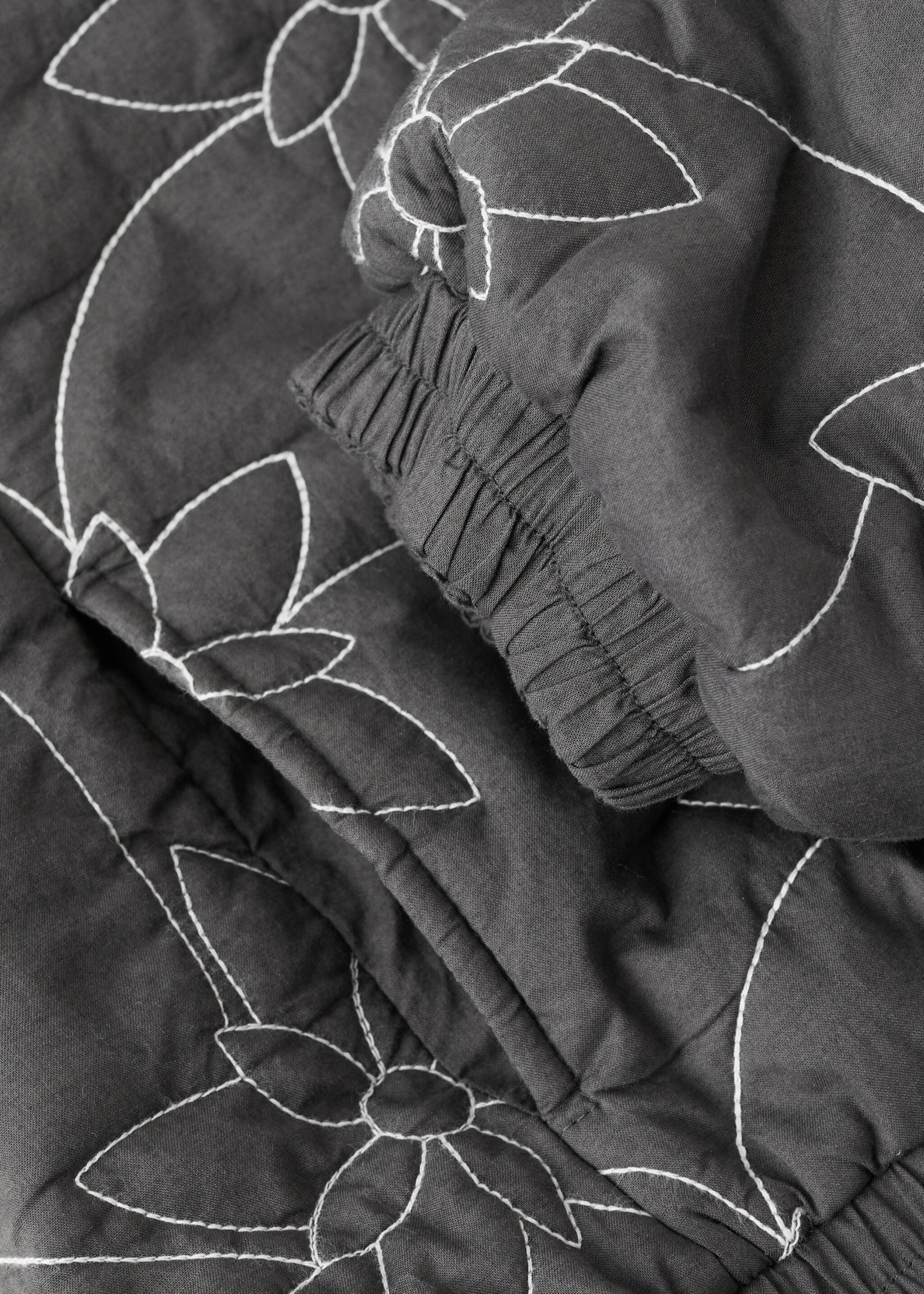 Embroidered quilted jacket - Details of the article 0, Charcoal. Ref: 27073709-00.