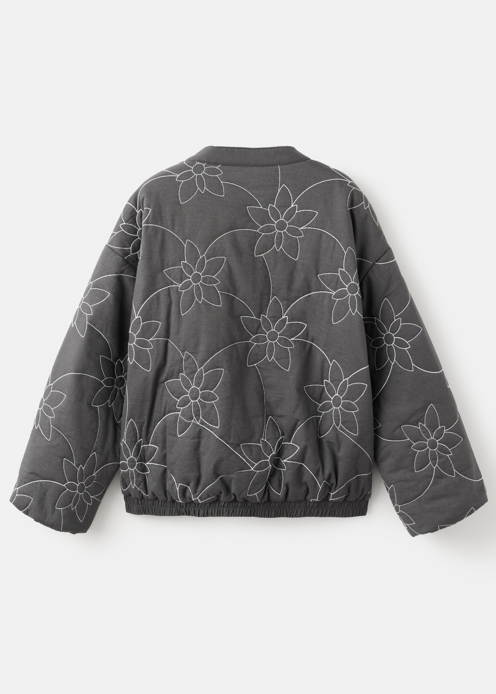 Embroidered quilted jacket - Reverse of the article, Charcoal. Ref: 27073709-00.