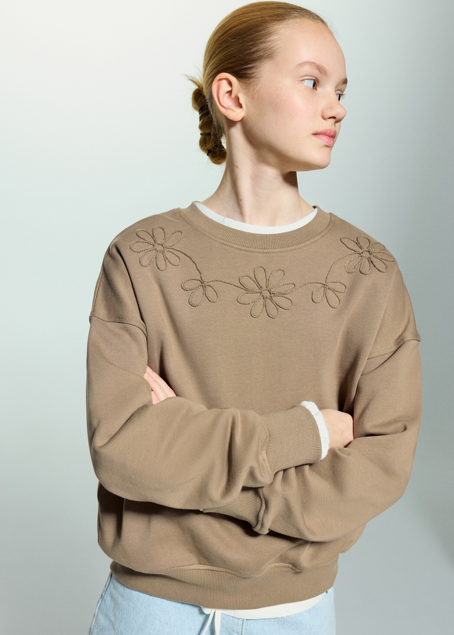 Embroidered detail cotton sweatshirt - Medium plane