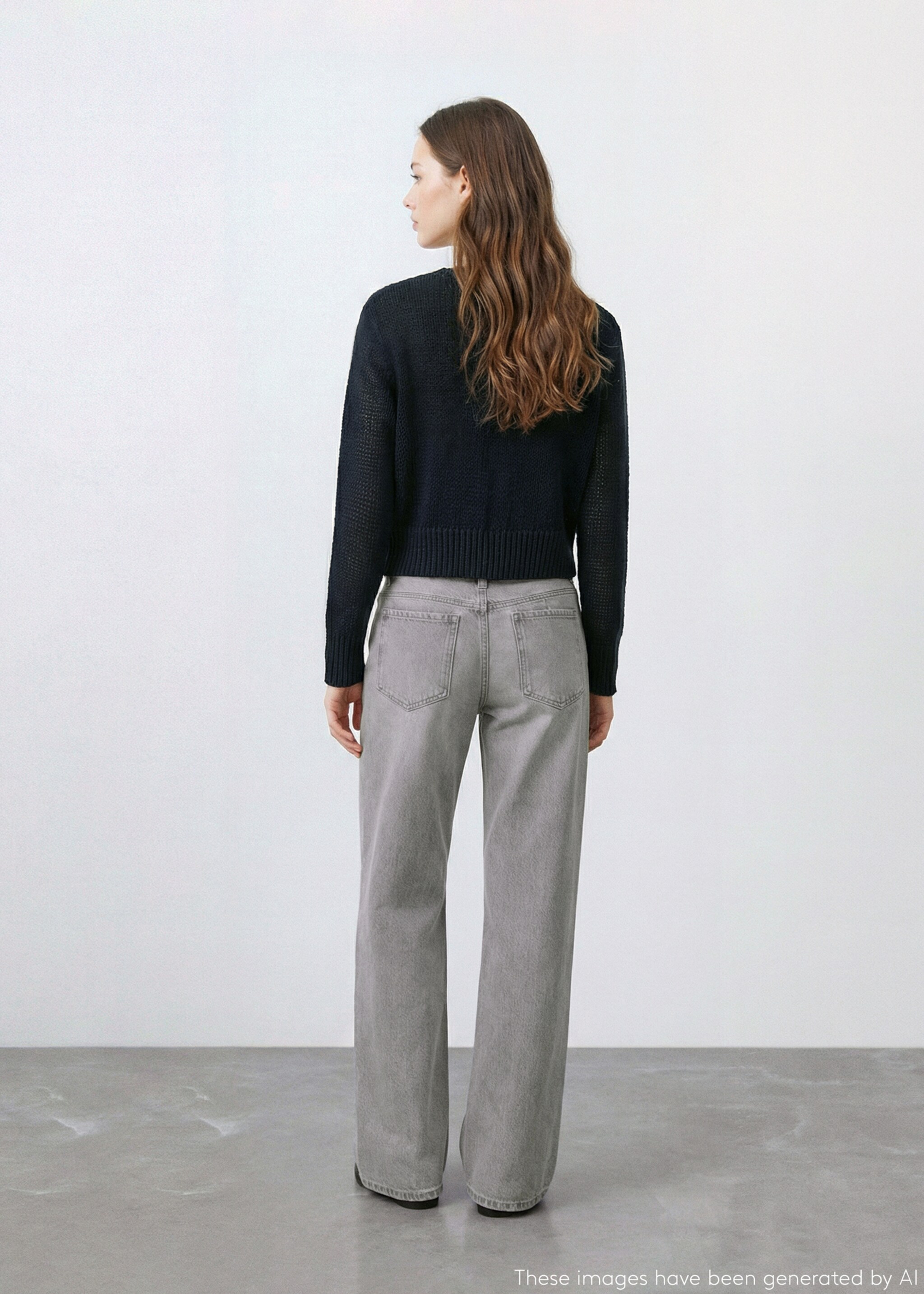 Knitted sweater with ribbed details - Reverse of the article, Charcoal. Ref: 27074047-00.