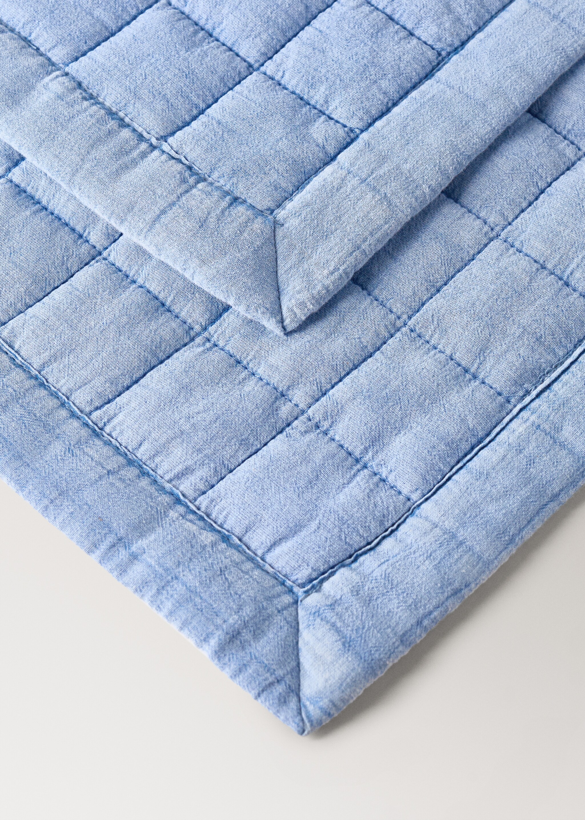 Children's cotton quilt with padded check pattern - Details of the article 1, Blue. Ref: 27074054-00.