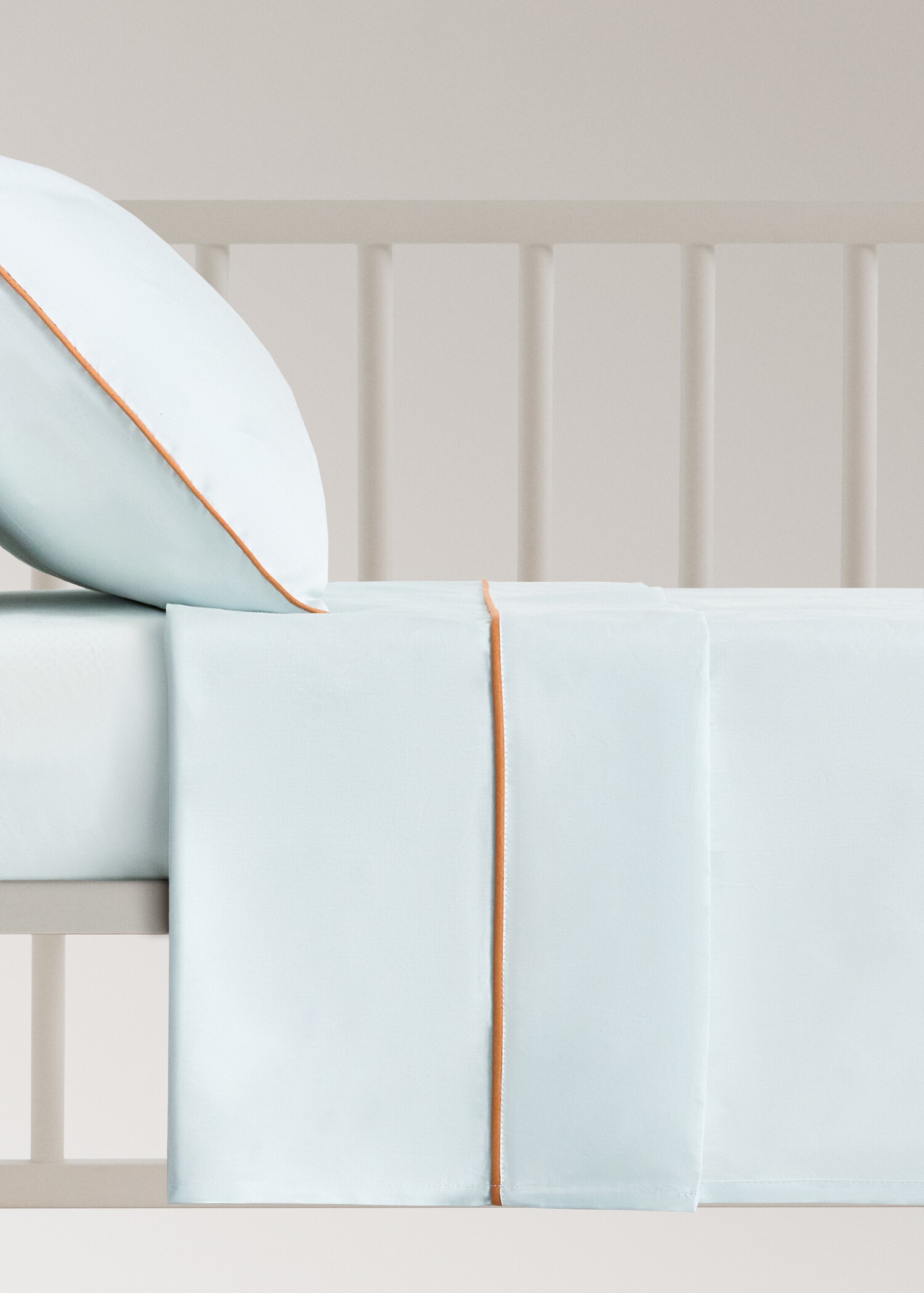 Wendbares Oberlaken für Babybett aus Baumwoll-Perkal mit Kontrastpaspel - Artikel ohne Model