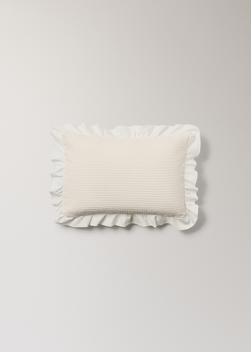 Cotton jacquard bed cushion cover with ruffle 30x40 cm