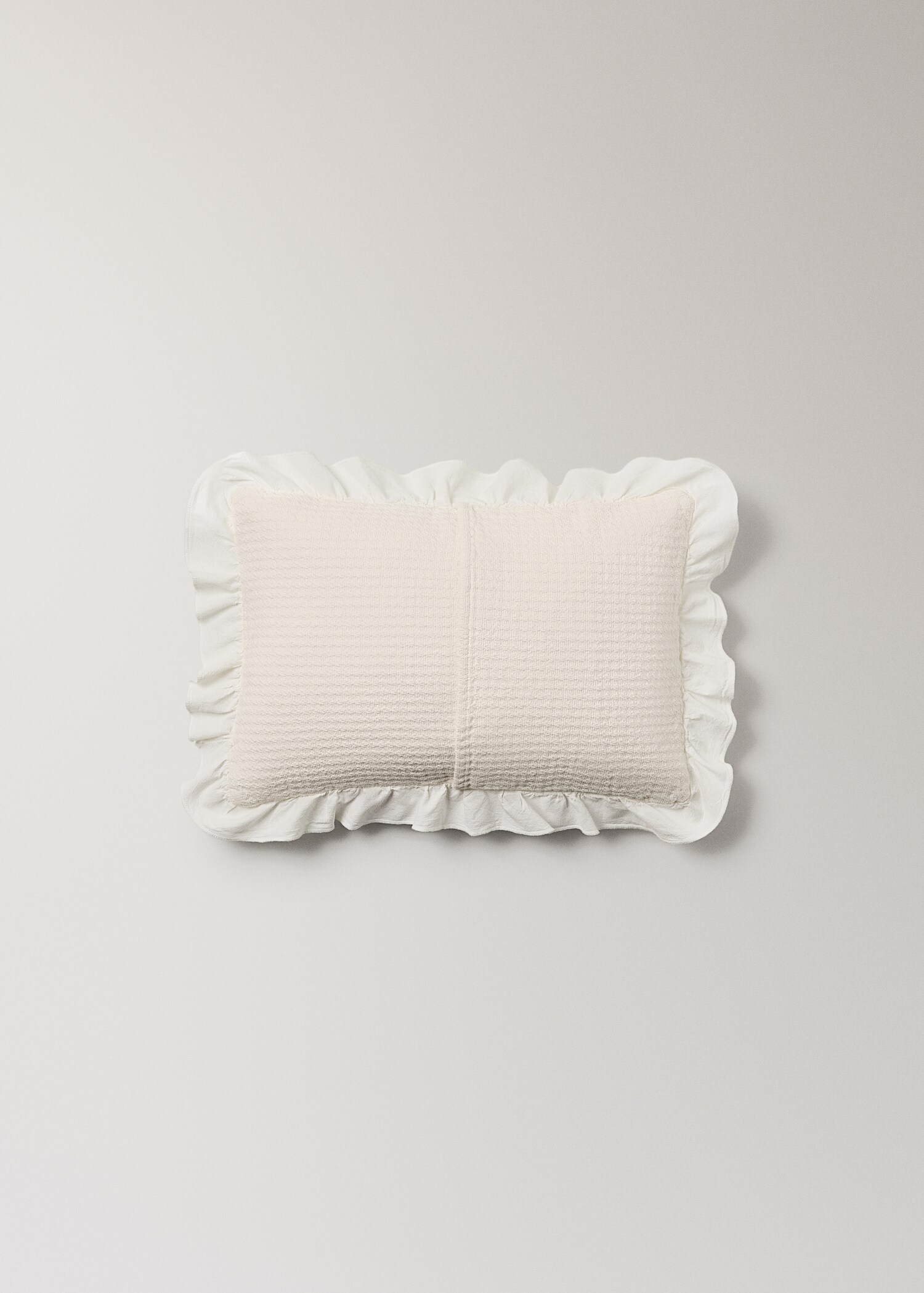 Mini cot cushion cover cotton jacquard ruffle 30x40 cm - Details of the article 1