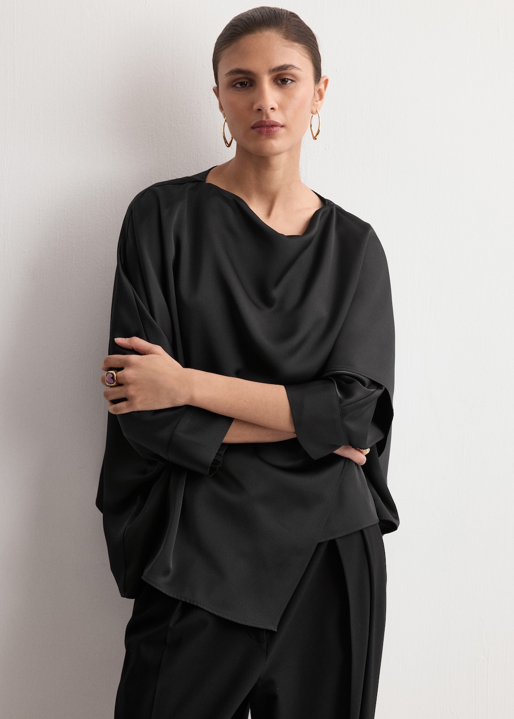 Ruched satin blouse