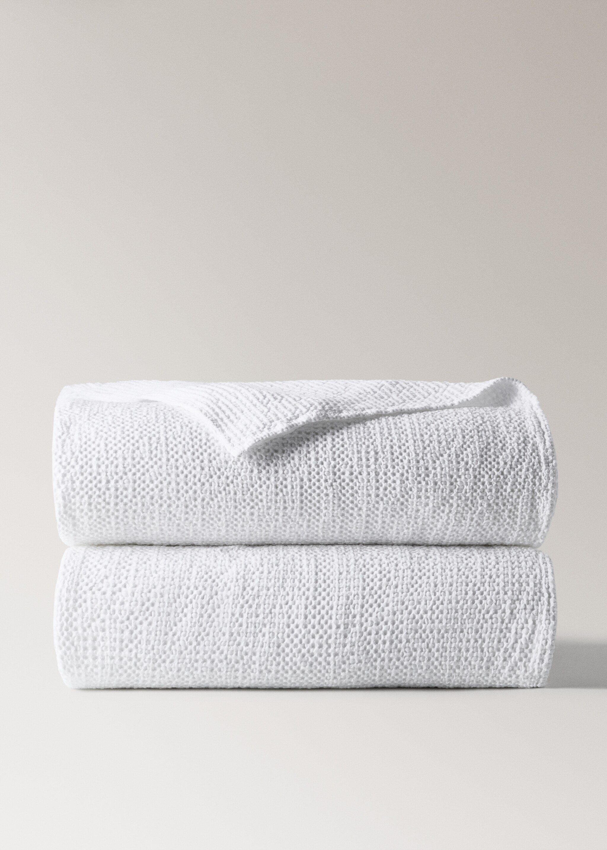 Cotton waffle garment-dyed bedspread for 90/105 cm bed - Article without model, White. Ref: 27074076-00.