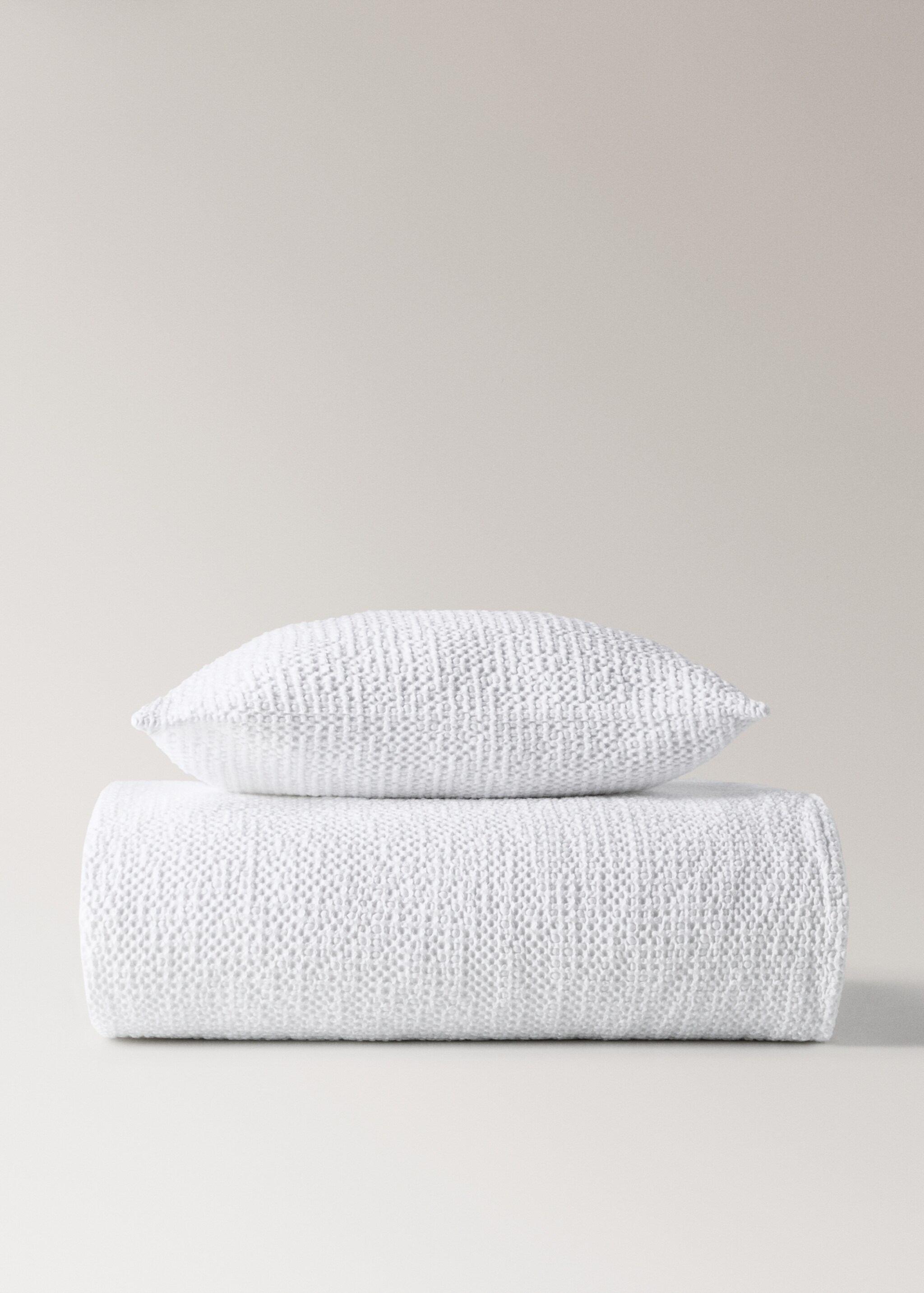 Cotton waffle garment-dyed bedspread for 90/105 cm bed - Details of the article 4, White. Ref: 27074076-00.