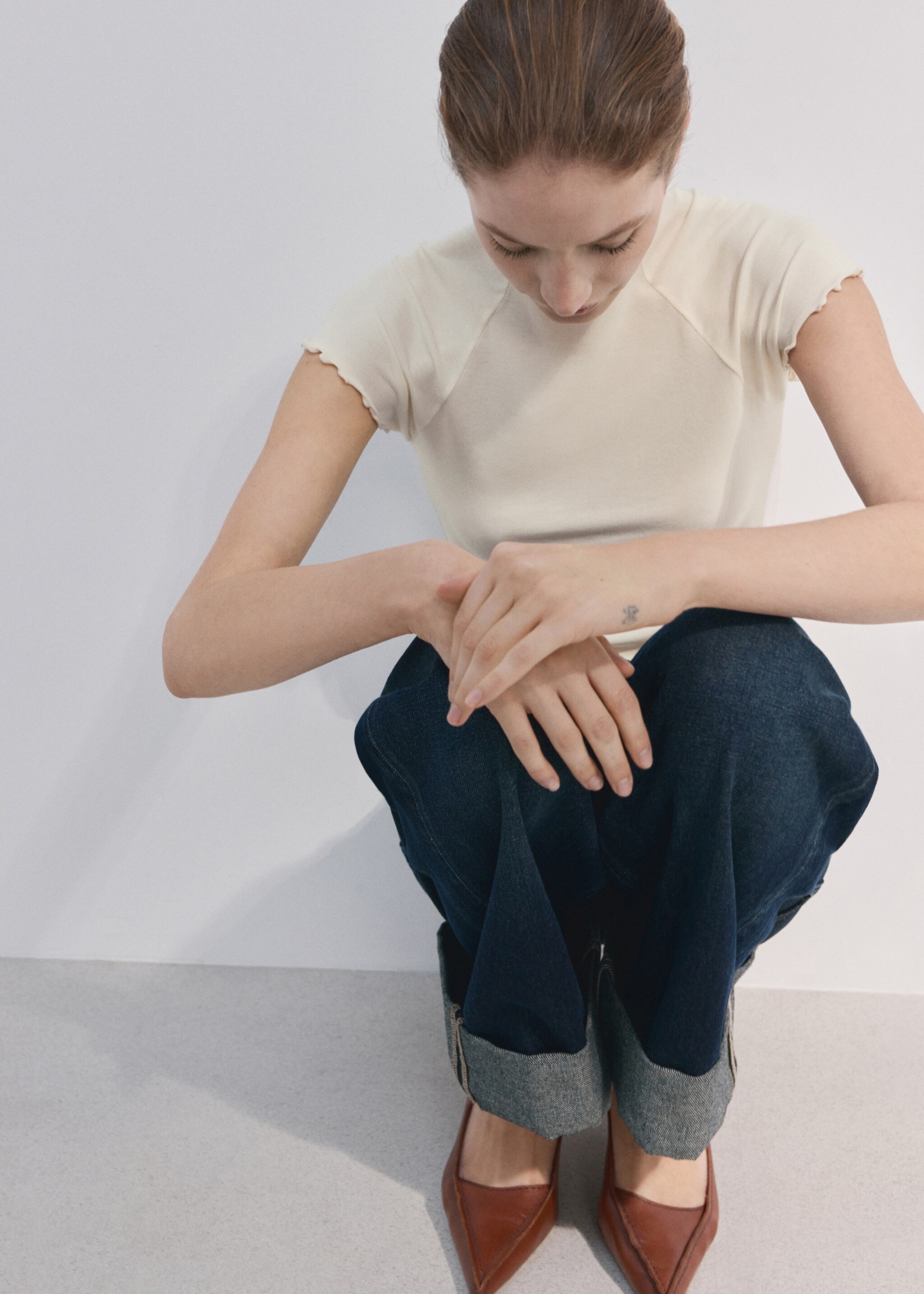 Комбинированная футболка - Деталь изделия 1, Экрю. Ref: 27074079-00.