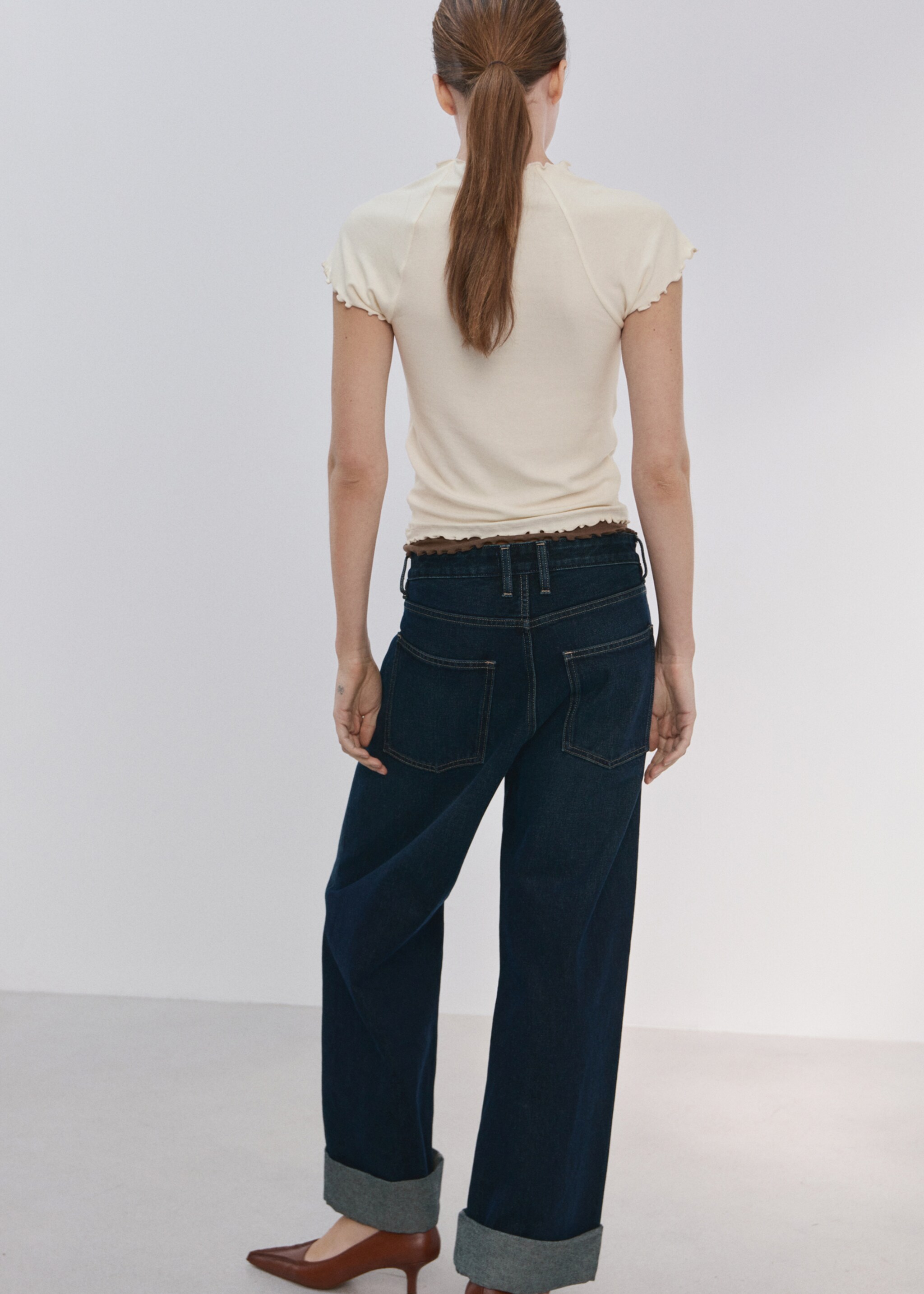 Комбинированная футболка - Обратная сторона изделия, Экрю. Ref: 27074079-00.