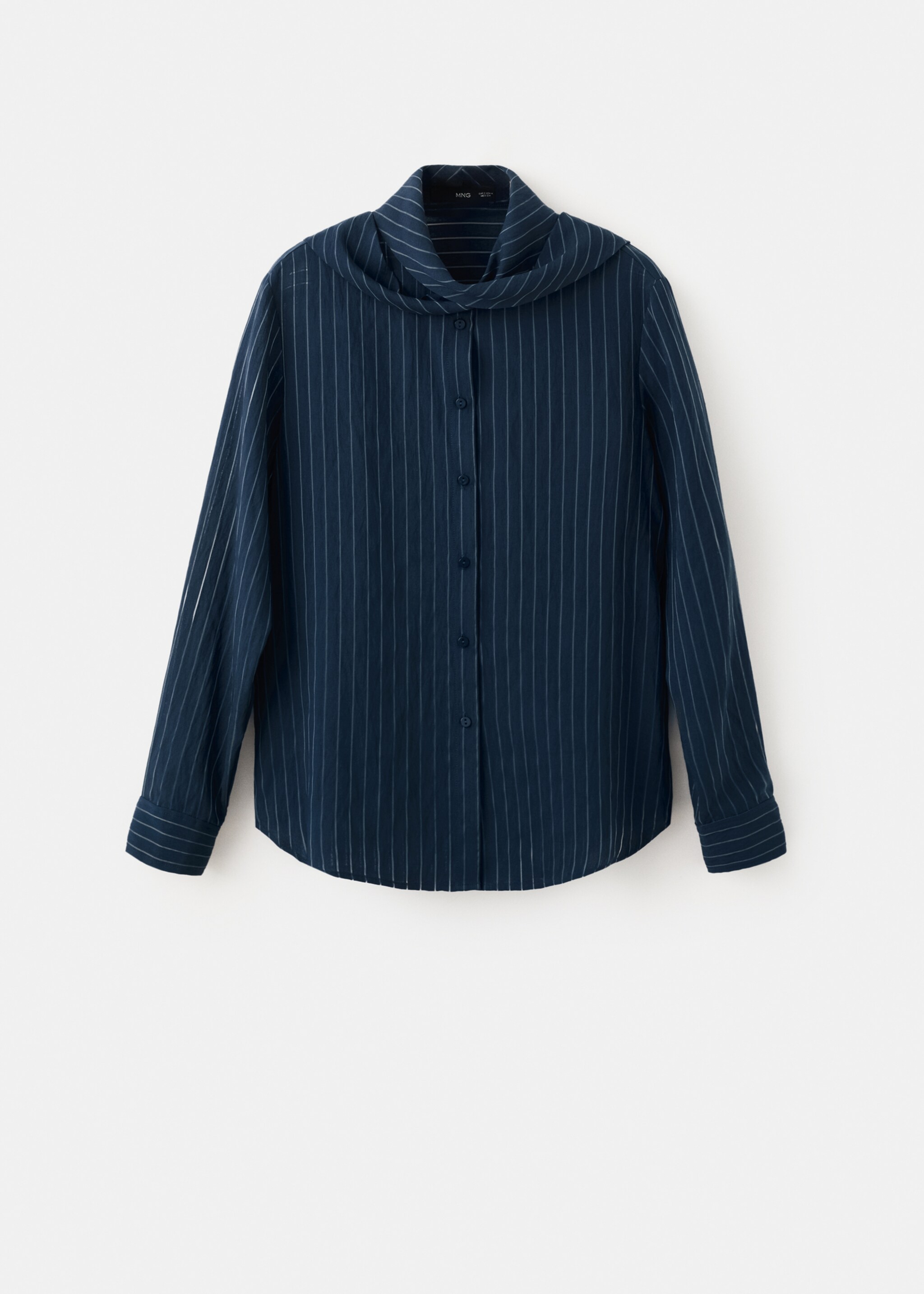 Gestreepte blouse met strik bij de hals - Artikel zonder model, Marineblauw. Ref: 27074080-00.