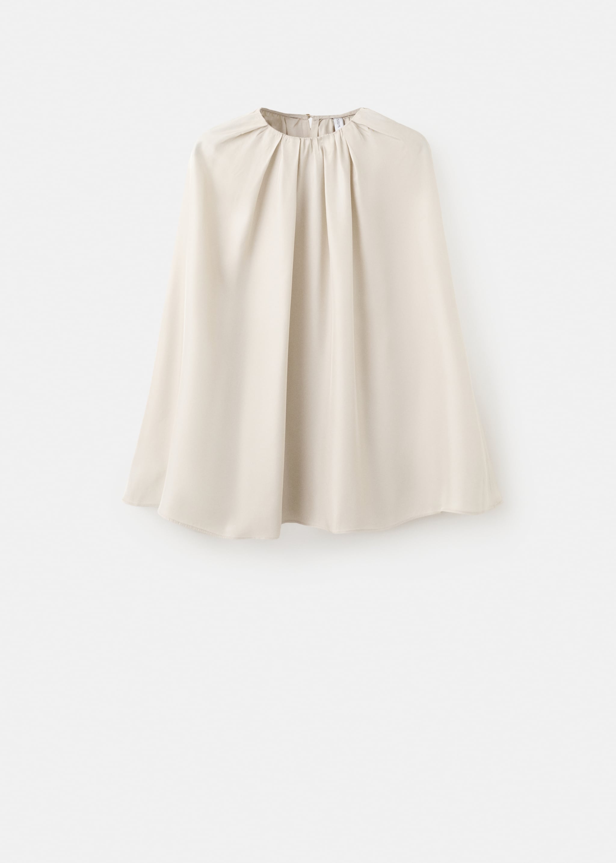 Blouse with gathered neckline and slits - Article without model, Light/Pastel Grey. Ref: 27074088-00.